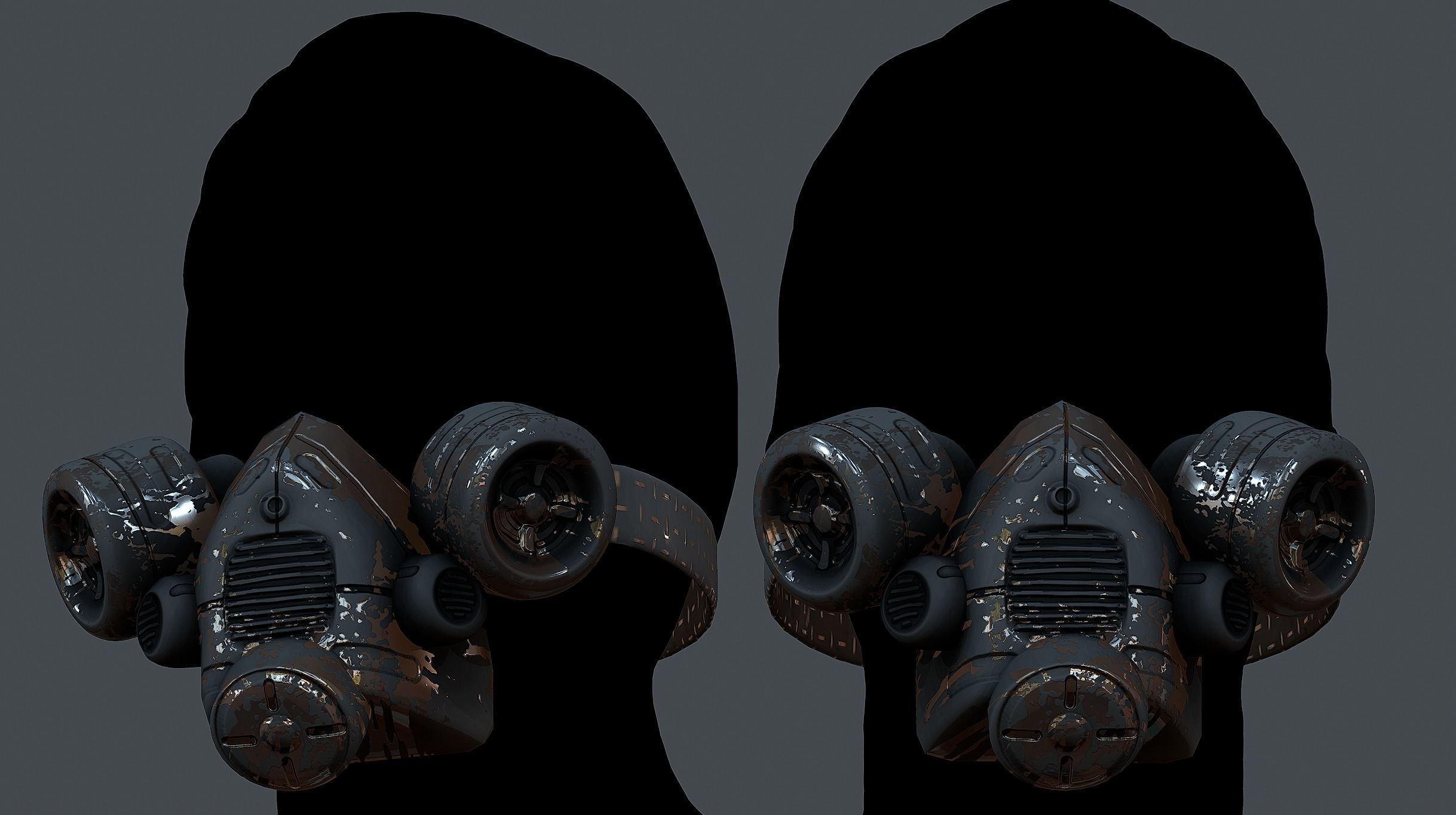 Gas mask helmet 3d model scifi Low-poly Low-poly 3D model Low-poly 3D model_1