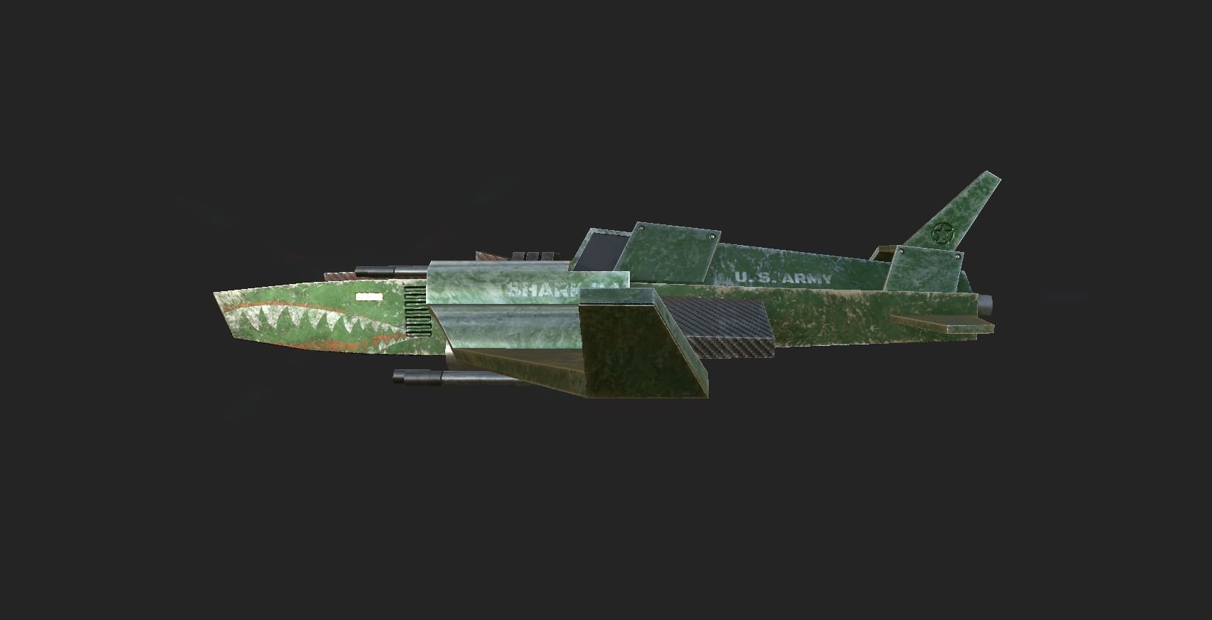 Jet Plane Spaceship 05 - Aircraft Military Airplane Spacecraft Low-poly 3D model_3