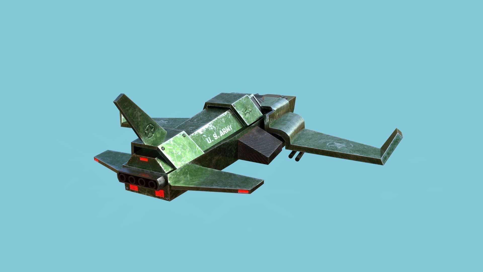 Jet Plane Spaceship 05 - Aircraft Military Airplane Spacecraft Low-poly 3D model_2