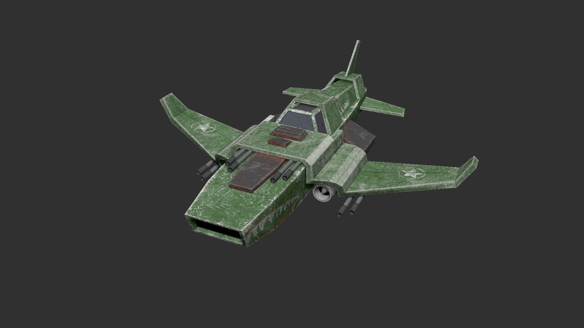 Jet Plane Spaceship 05 - Aircraft Military Airplane Spacecraft Low-poly 3D model_14