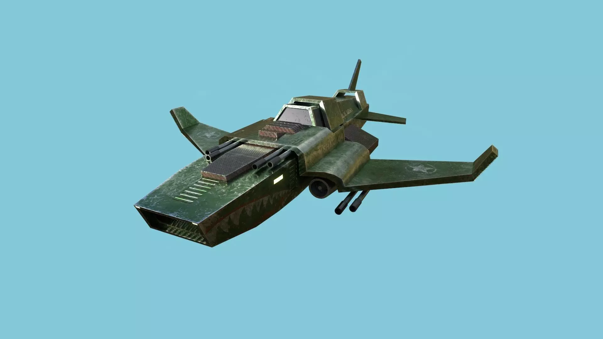 Jet Plane Spaceship 05 - Aircraft Military Airplane Spacecraft Low-poly 3D model_0