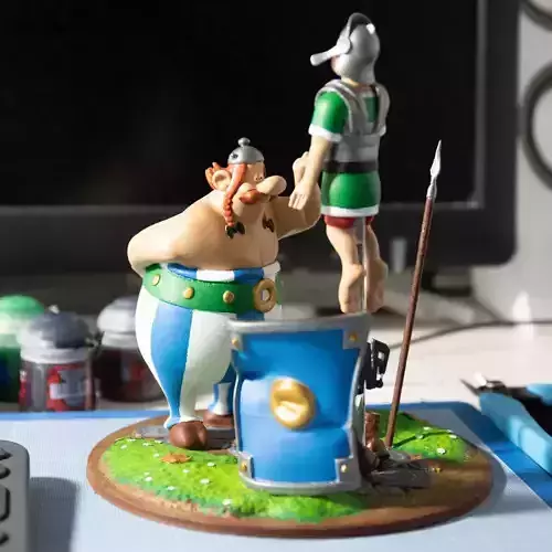 FANART - OBELIX SLAPS A ROMAN LEGIONARY - DIORAMA 3D print model