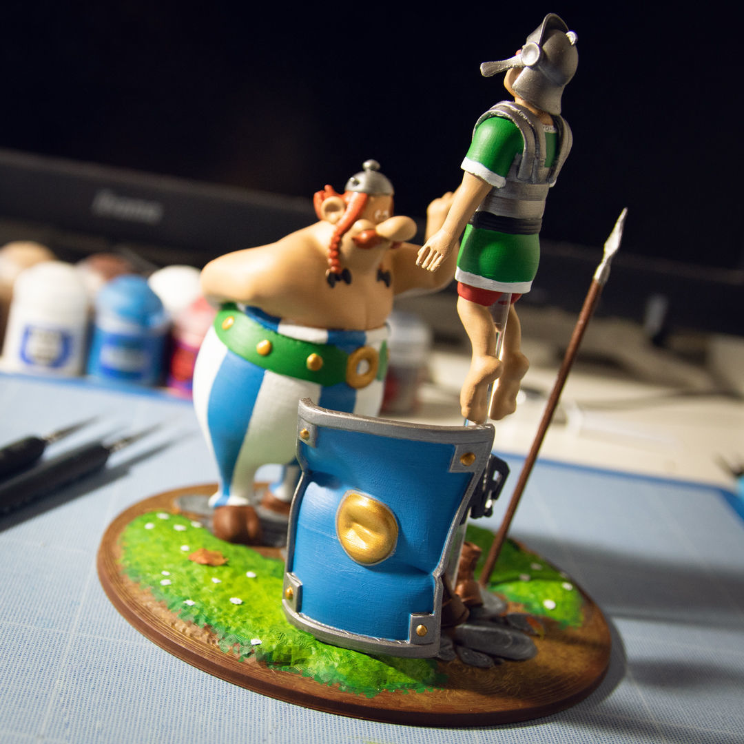 FANART - OBELIX SLAPS A ROMAN LEGIONARY - DIORAMA 3D print model_1
