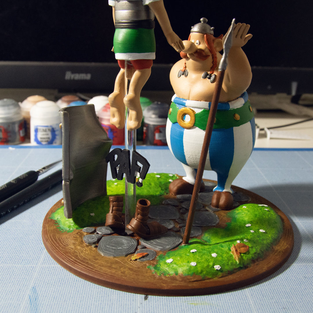 FANART - OBELIX SLAPS A ROMAN LEGIONARY - DIORAMA 3D print model_3