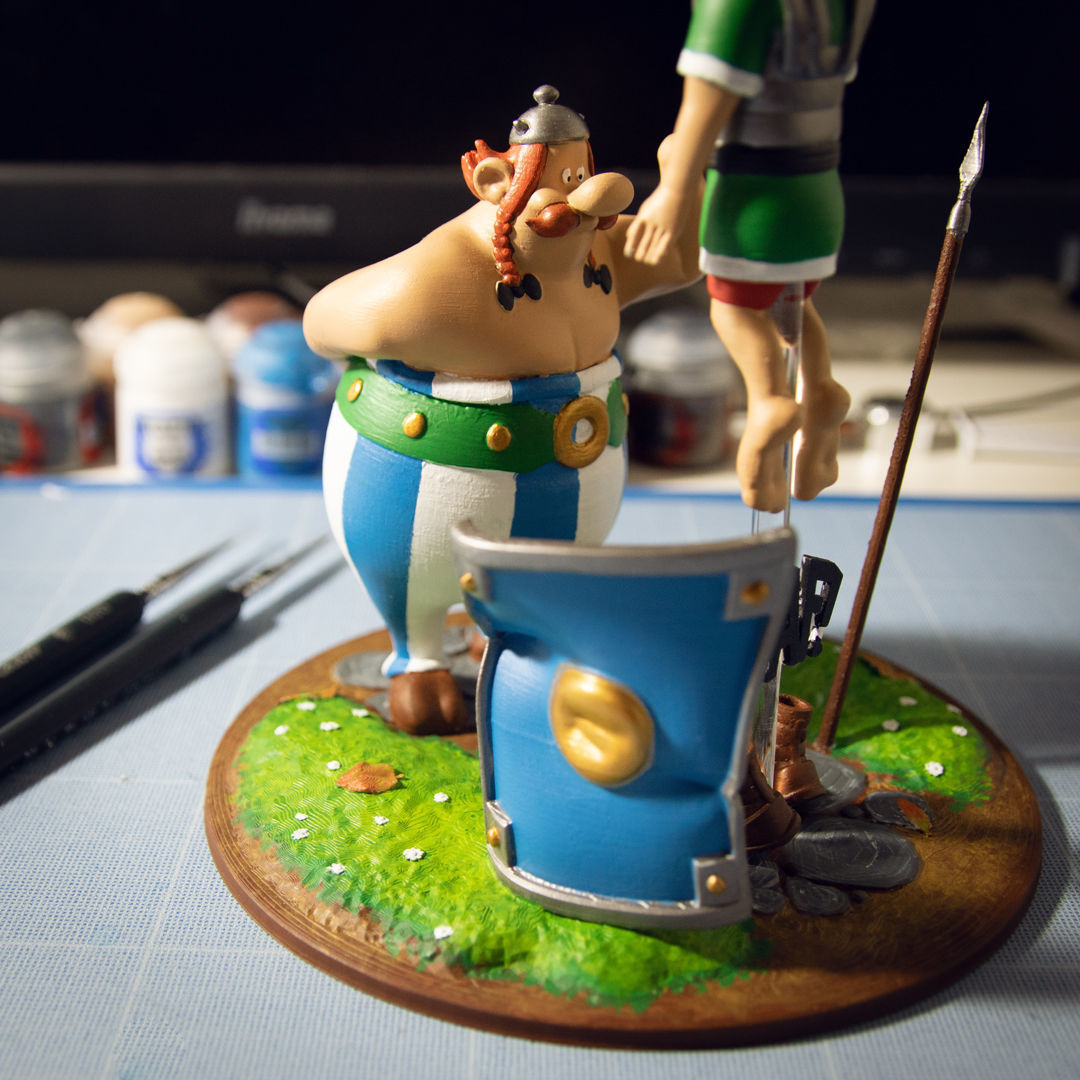 FANART - OBELIX SLAPS A ROMAN LEGIONARY - DIORAMA 3D print model_2