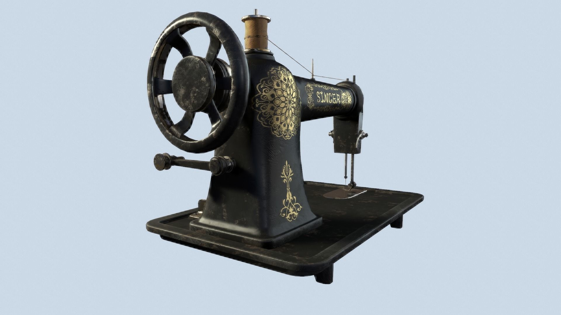 Retro Tailor machine 0001 Low-poly 3D model_7