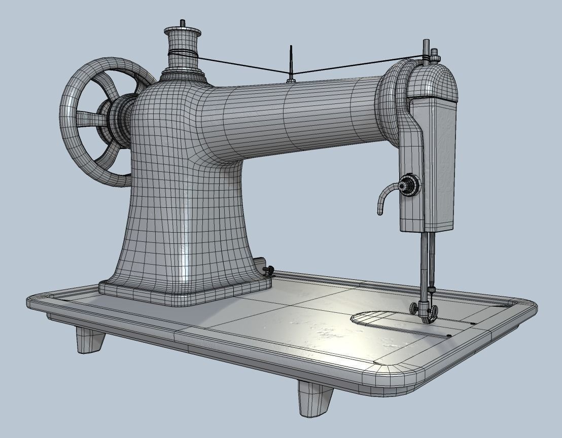 Retro Tailor machine 0001 Low-poly 3D model_19
