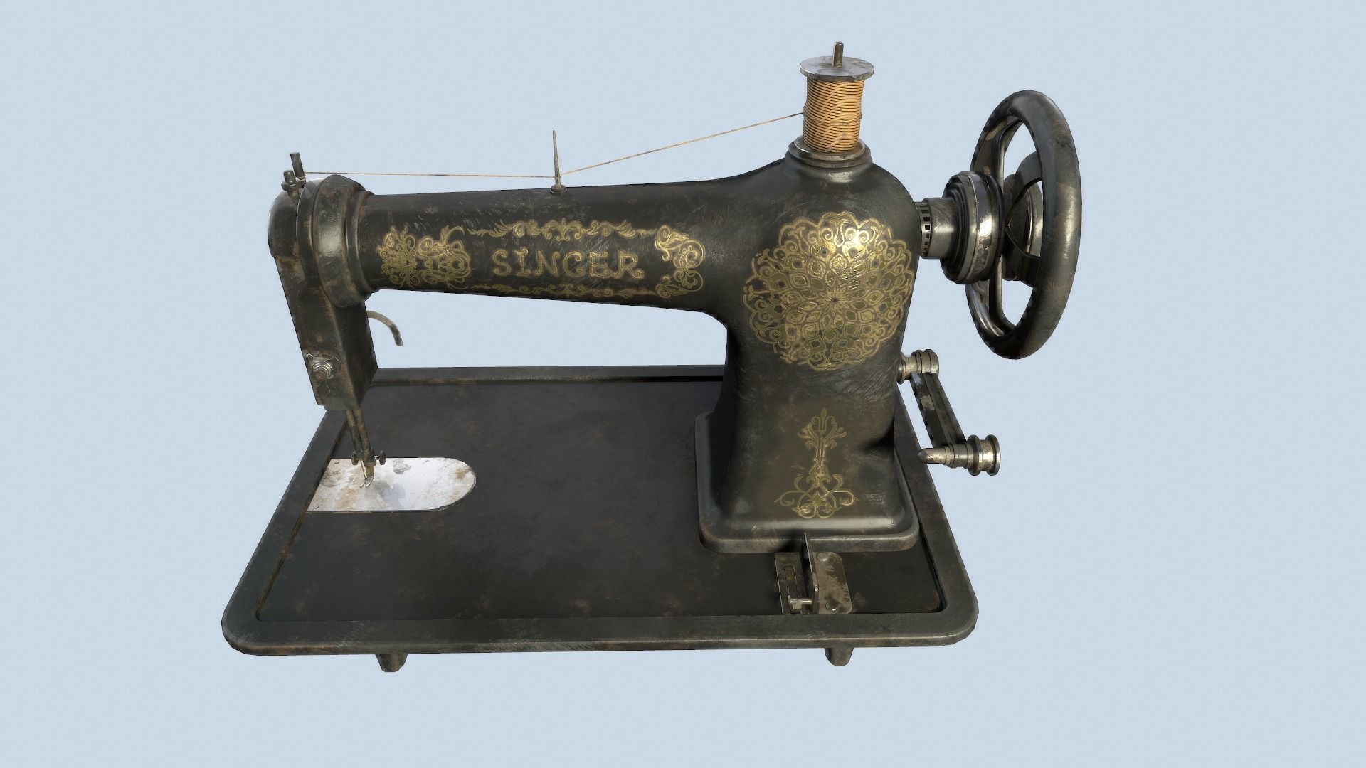 Retro Tailor machine 0001 Low-poly 3D model_8