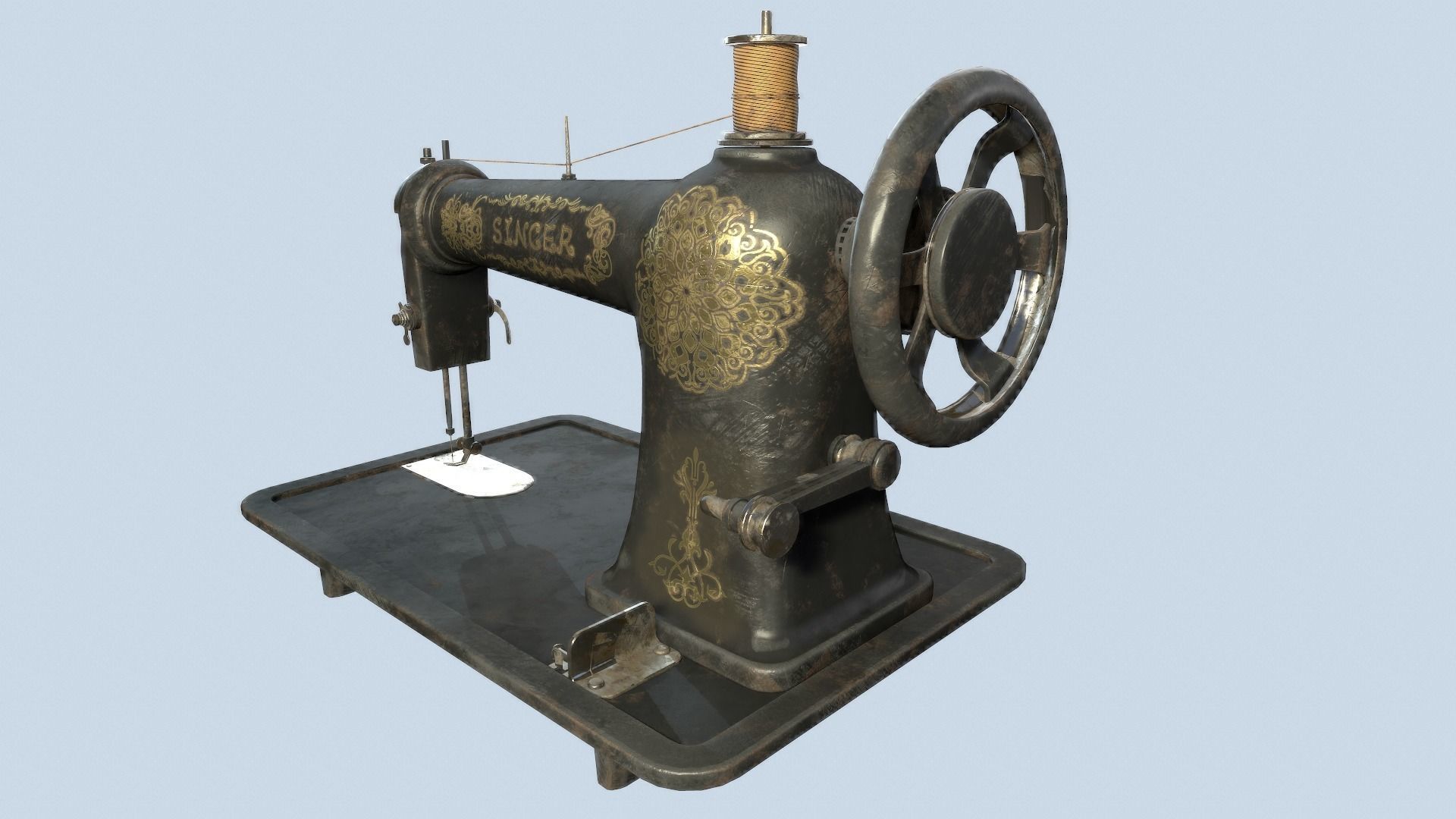 Retro Tailor machine 0001 Low-poly 3D model_4