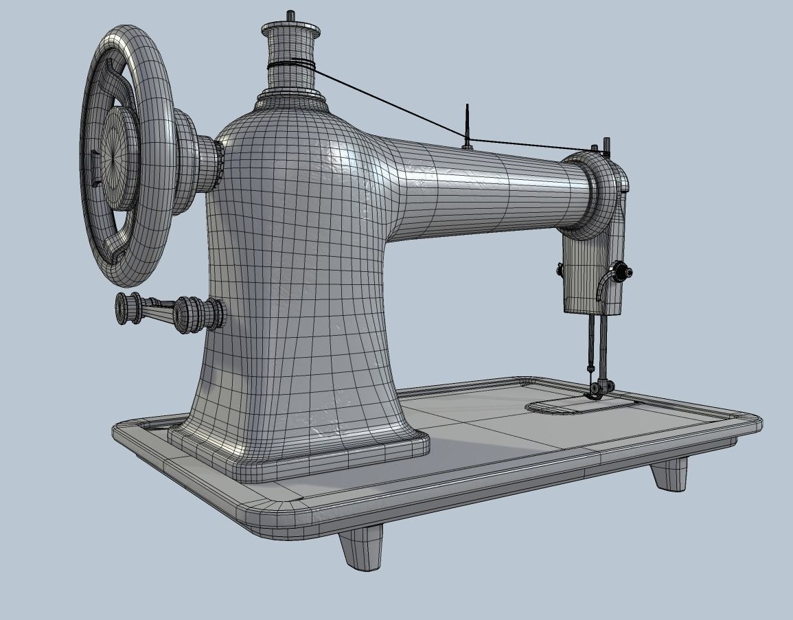 Retro Tailor machine 0001 Low-poly 3D model_21