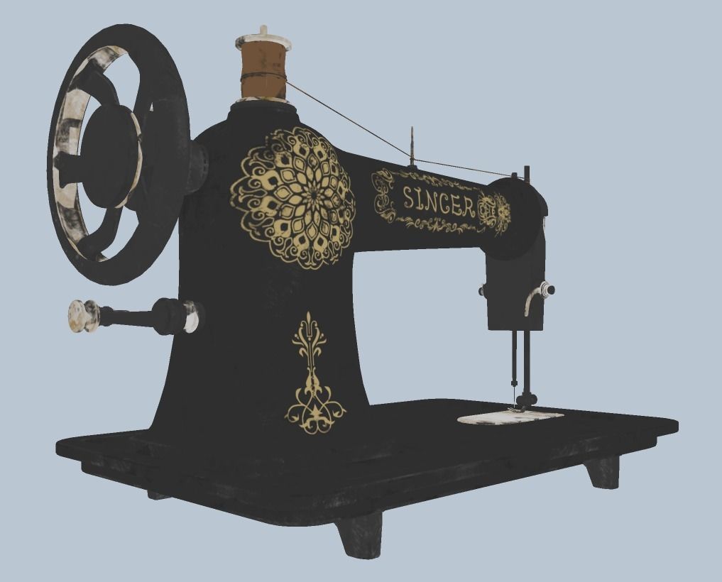 Retro Tailor machine 0001 Low-poly 3D model_13