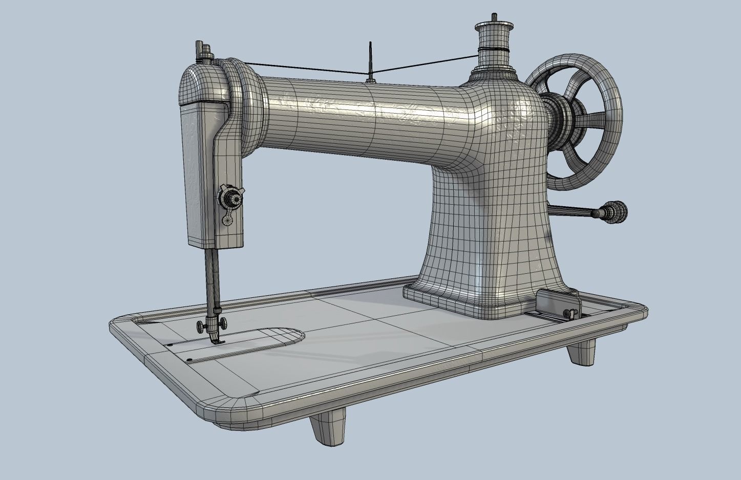 Retro Tailor machine 0001 Low-poly 3D model_17