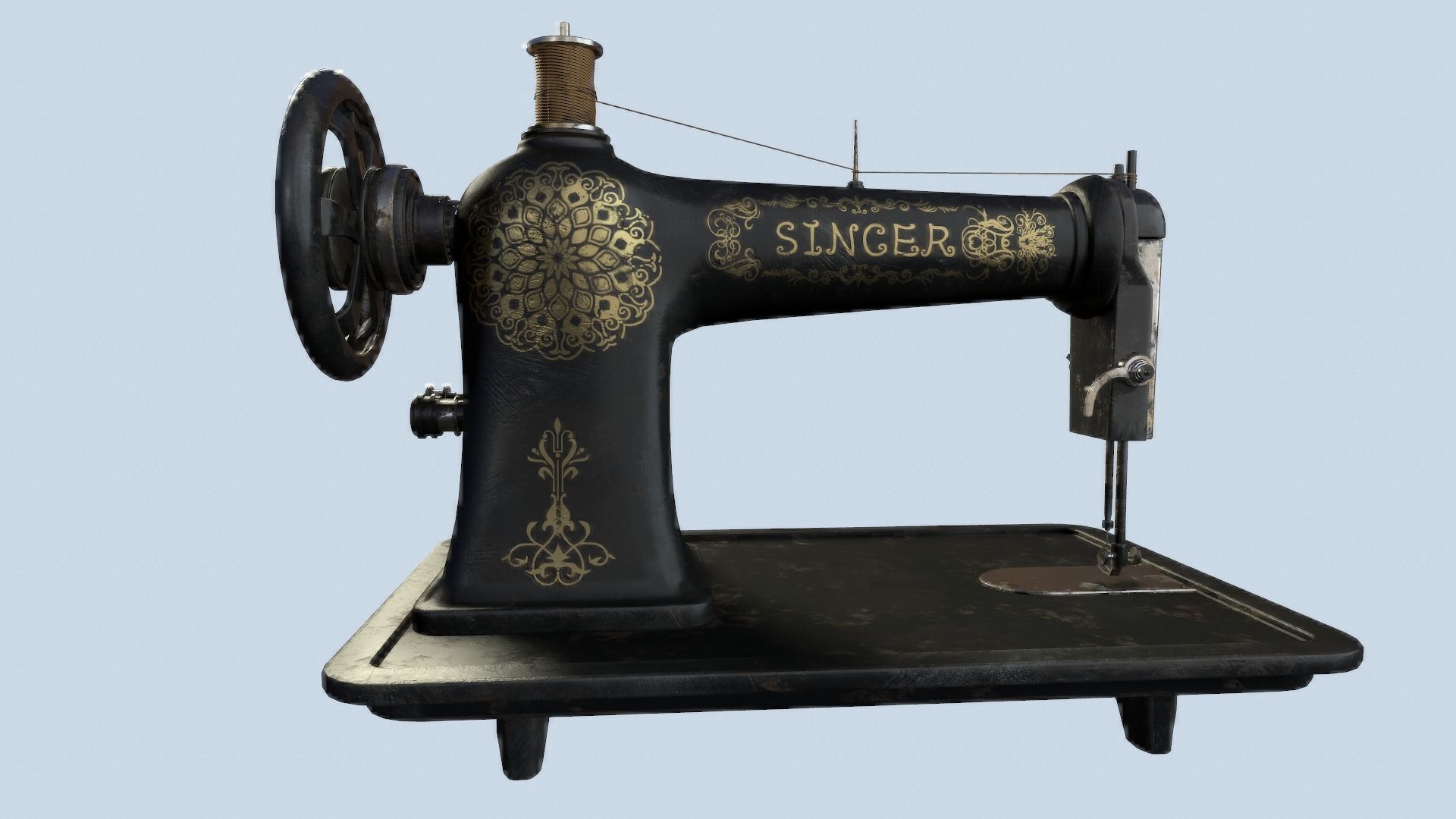 Retro Tailor machine 0001 Low-poly 3D model_9