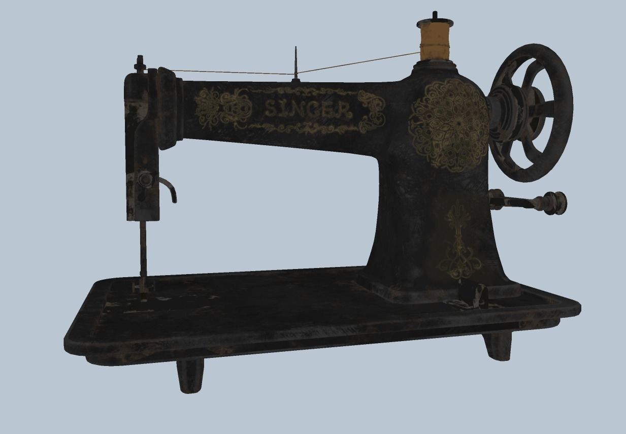 Retro Tailor machine 0001 Low-poly 3D model_16