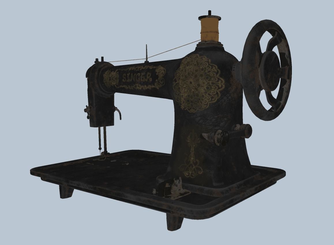 Retro Tailor machine 0001 Low-poly 3D model_15