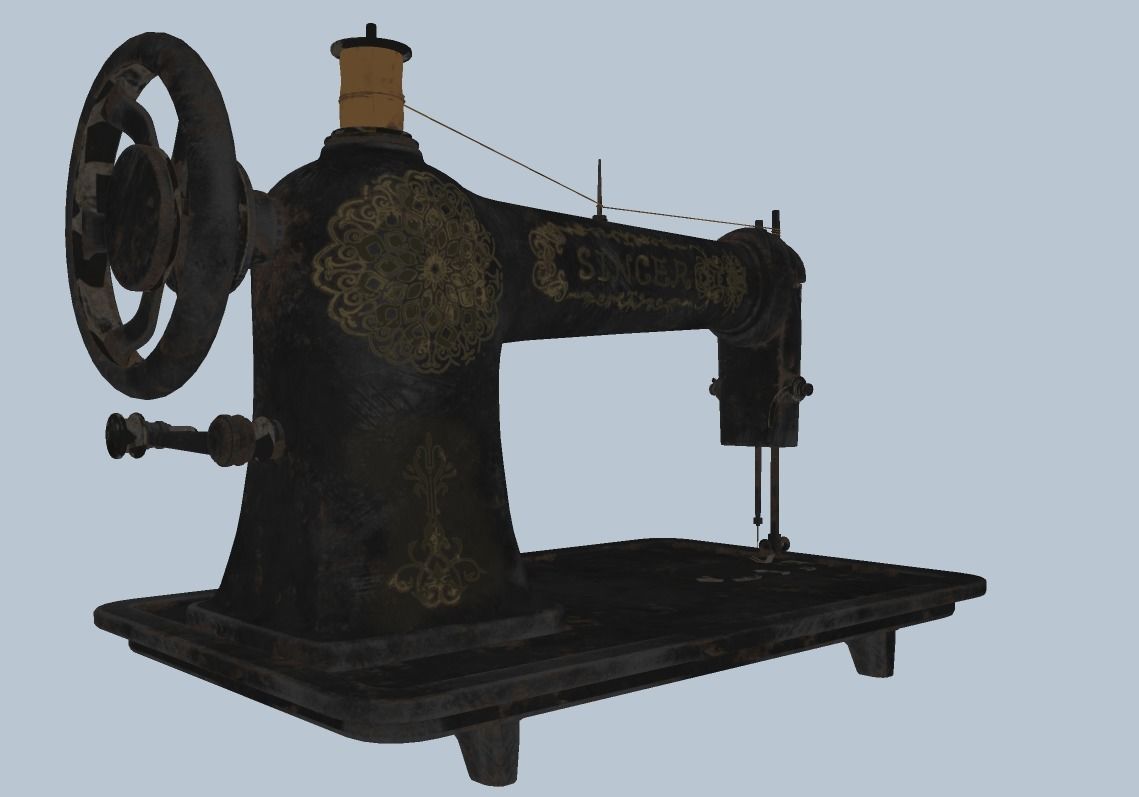 Retro Tailor machine 0001 Low-poly 3D model_14