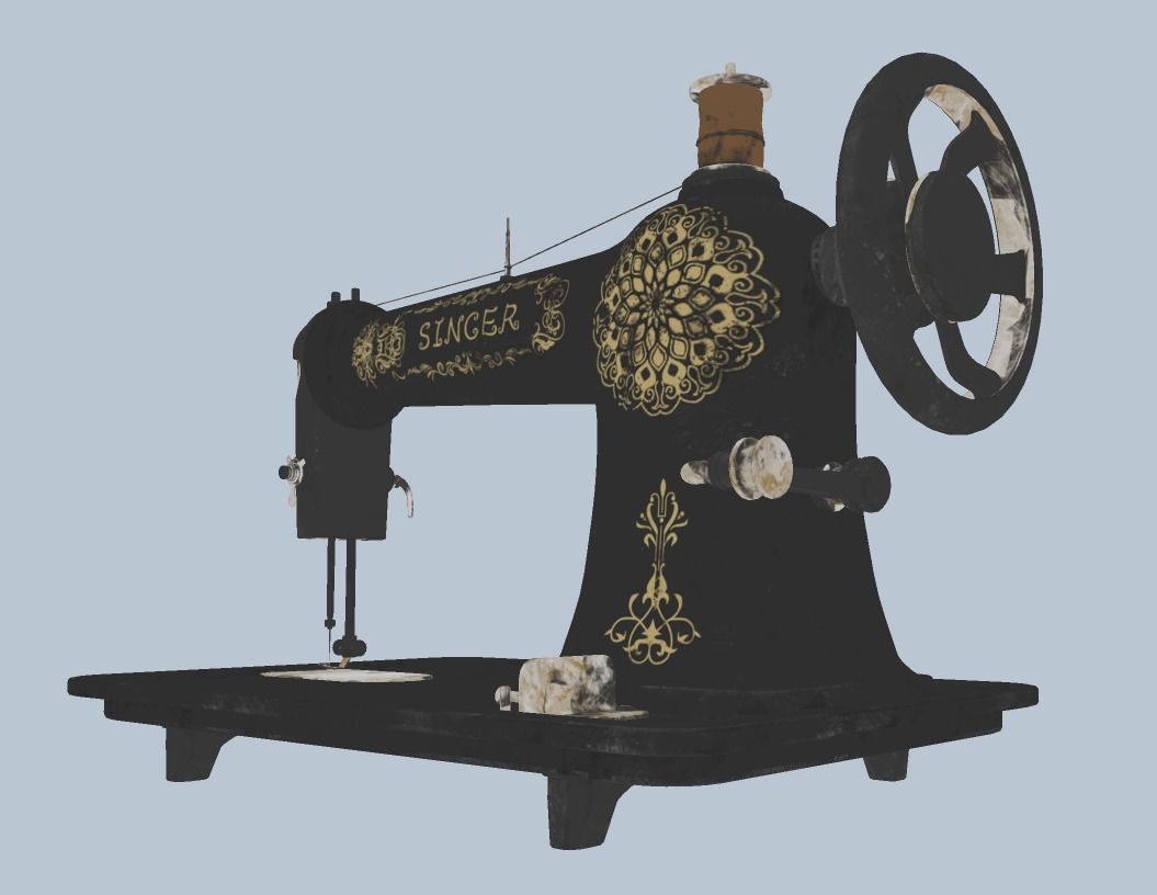 Retro Tailor machine 0001 Low-poly 3D model_12