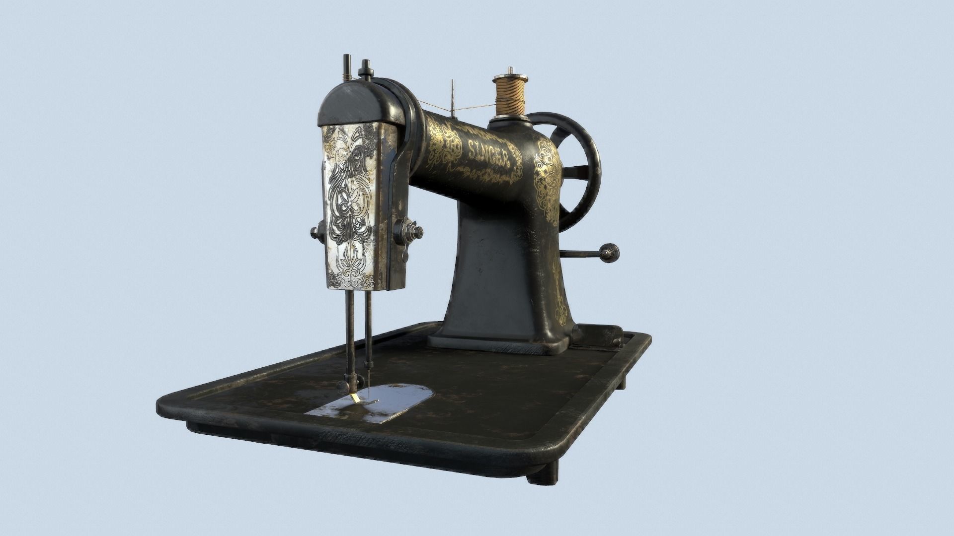 Retro Tailor machine 0001 Low-poly 3D model_5