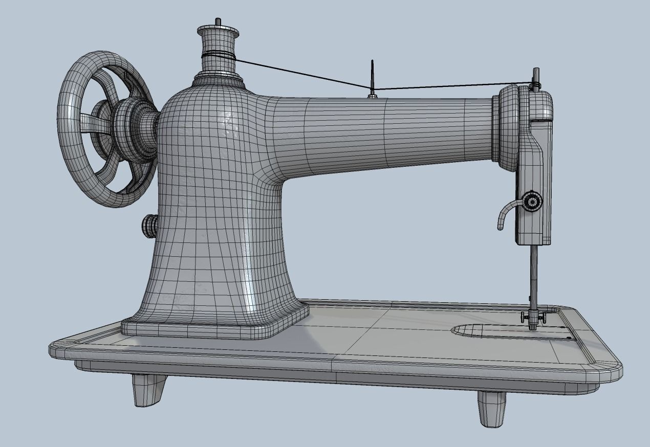 Retro Tailor machine 0001 Low-poly 3D model_20