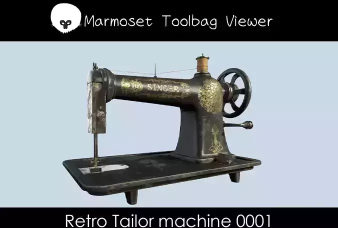 Retro Tailor machine 0001 Low-poly 3D model