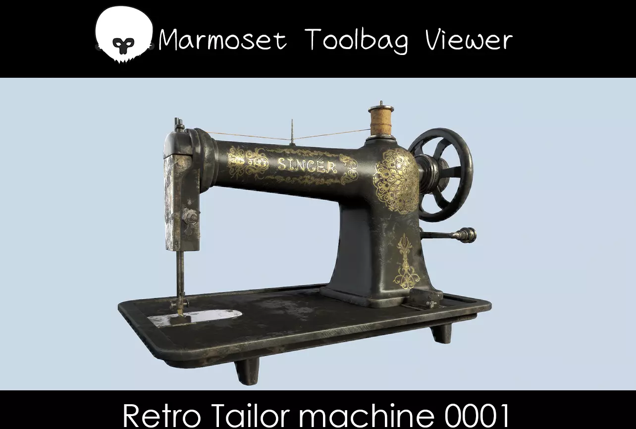Retro Tailor machine 0001 Low-poly 3D model_0