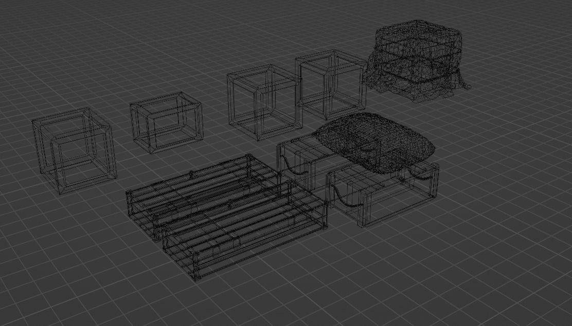 Pack of wooden crates Low-poly 3D model_3