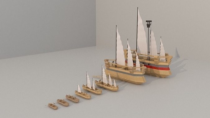 Wooden Sailing Ship With Cannons Upgrade Pack 3D model