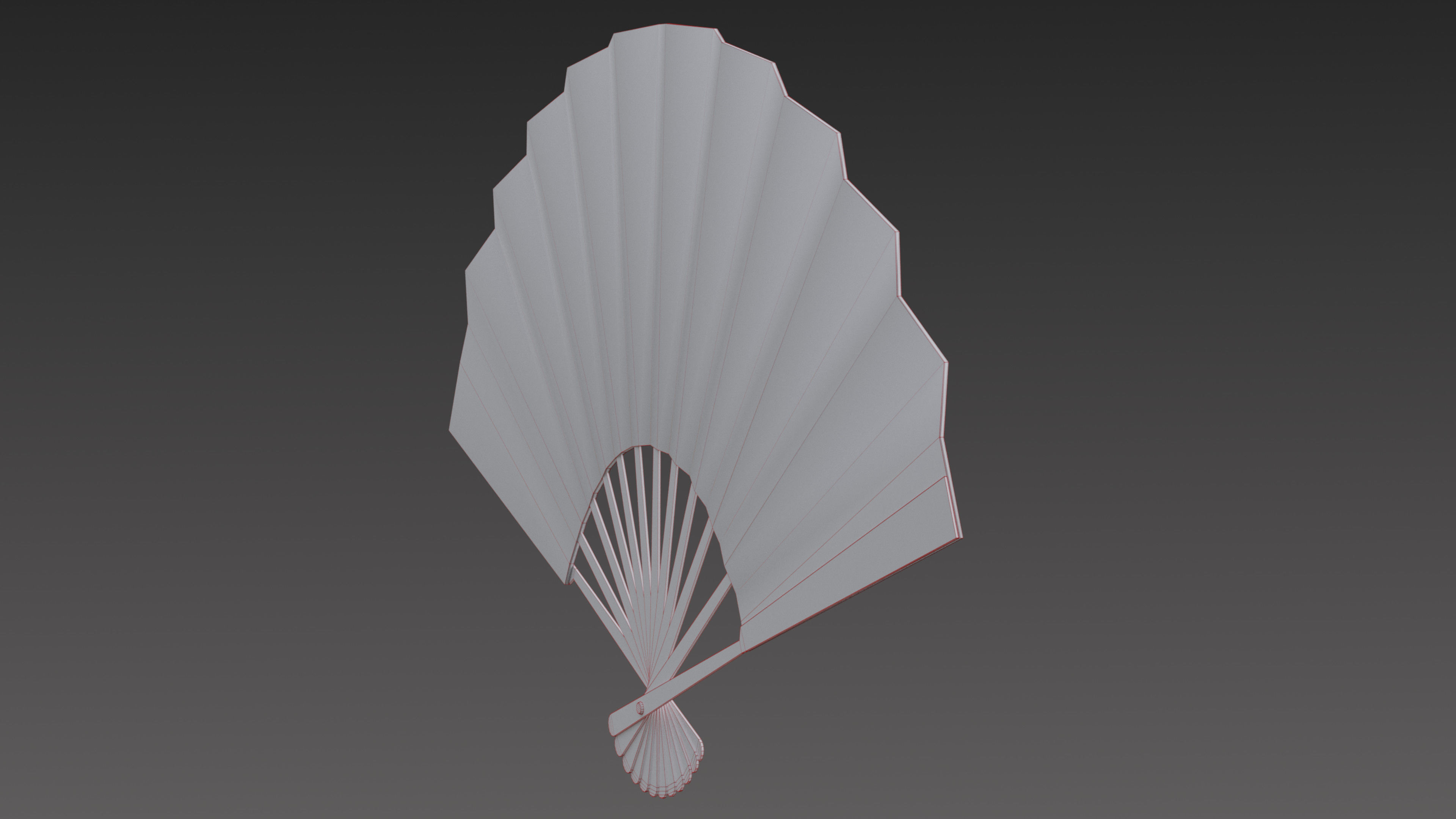 Paper fan Low-poly 3D model_16