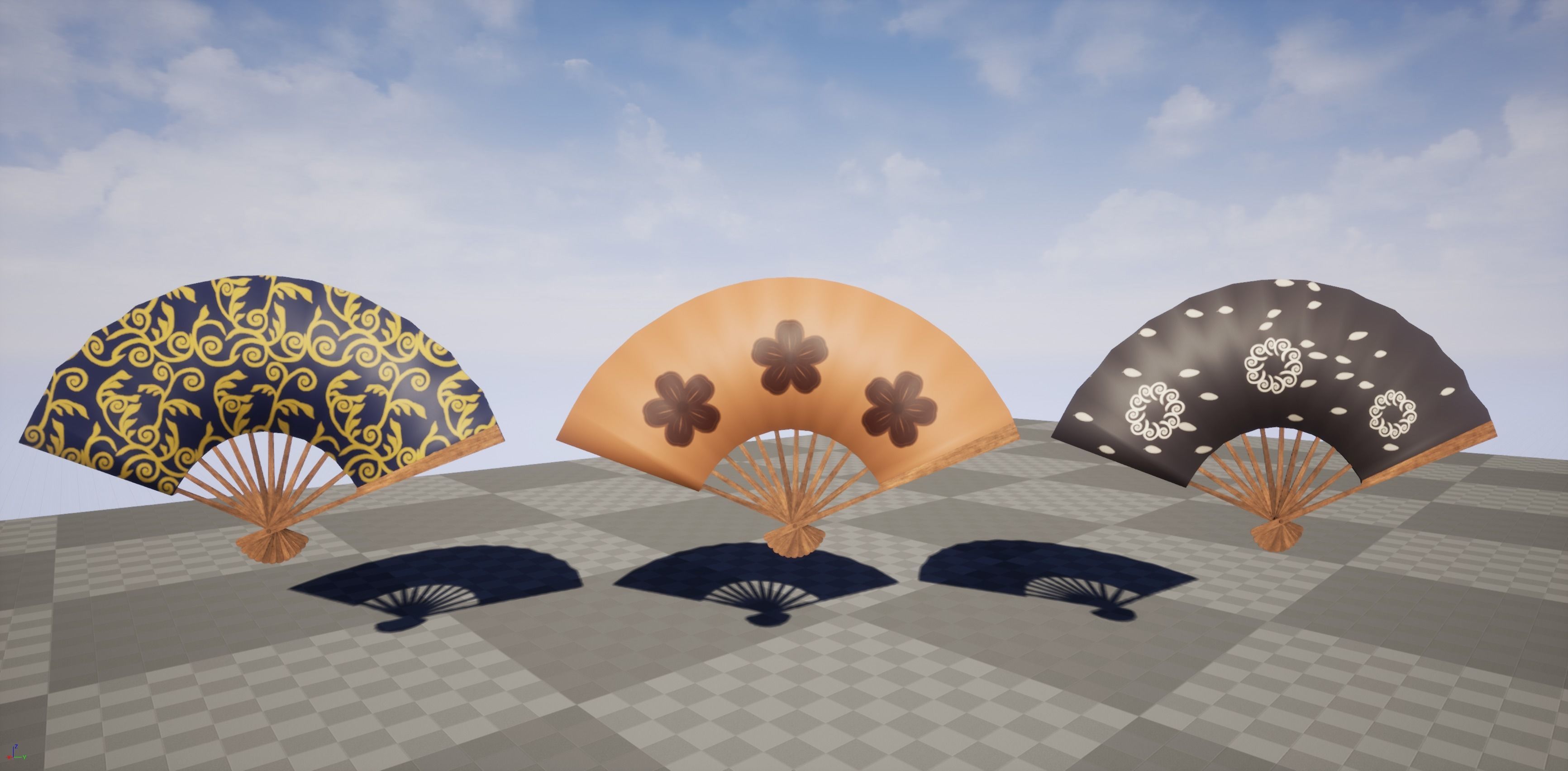 Paper fan Low-poly 3D model_25