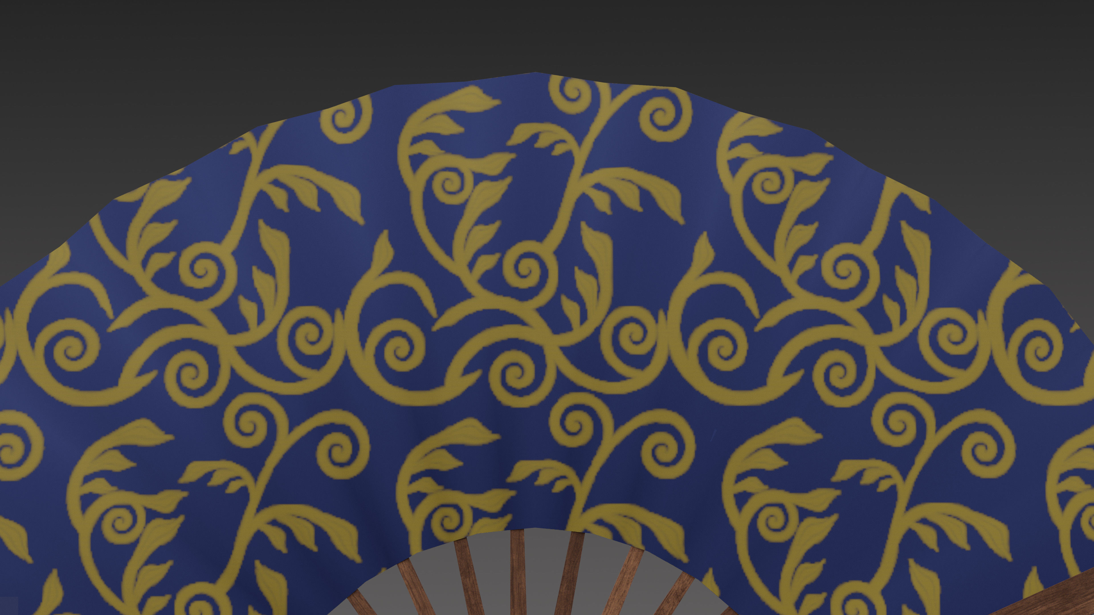Paper fan Low-poly 3D model_14
