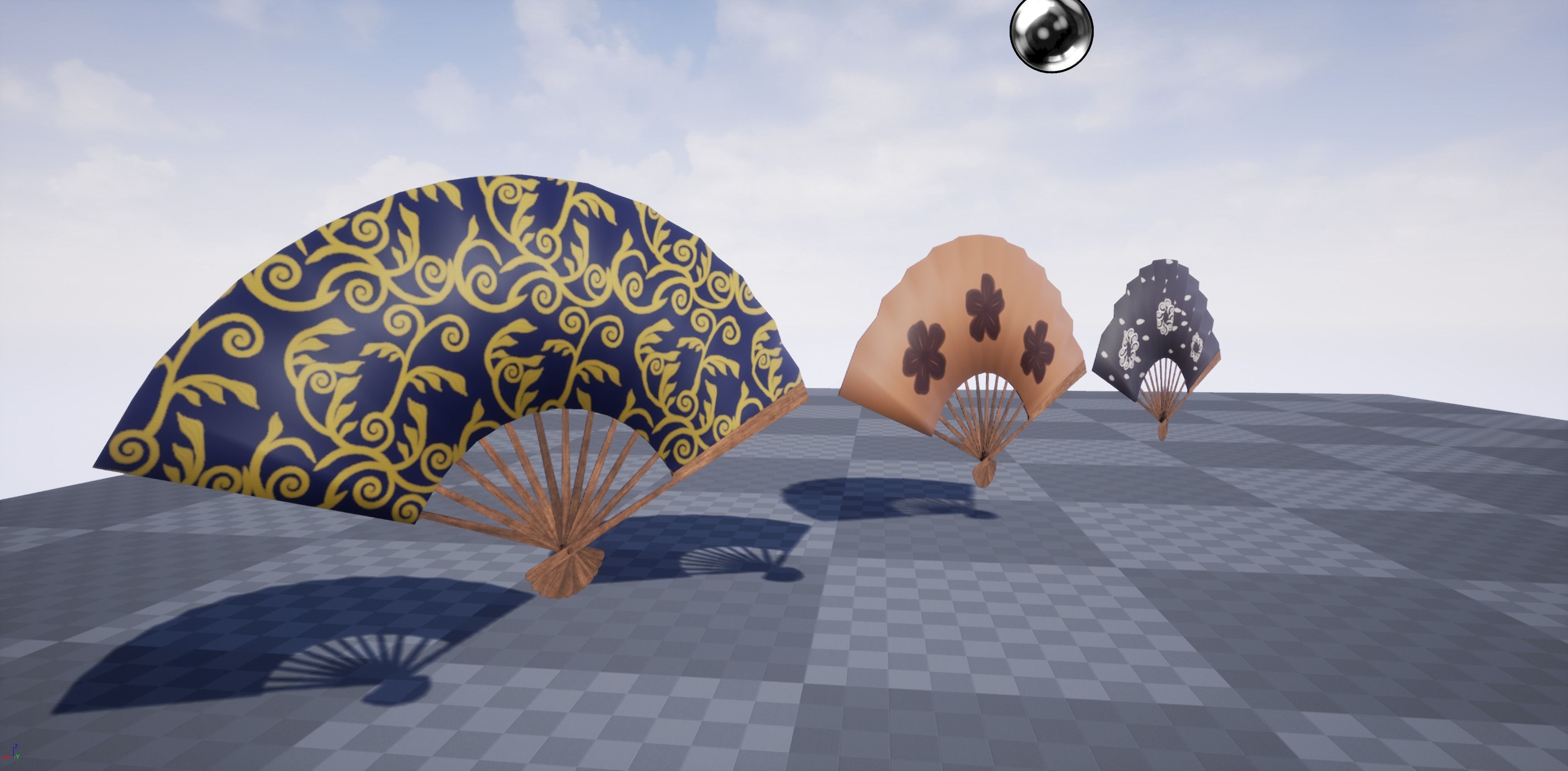 Paper fan Low-poly 3D model_26