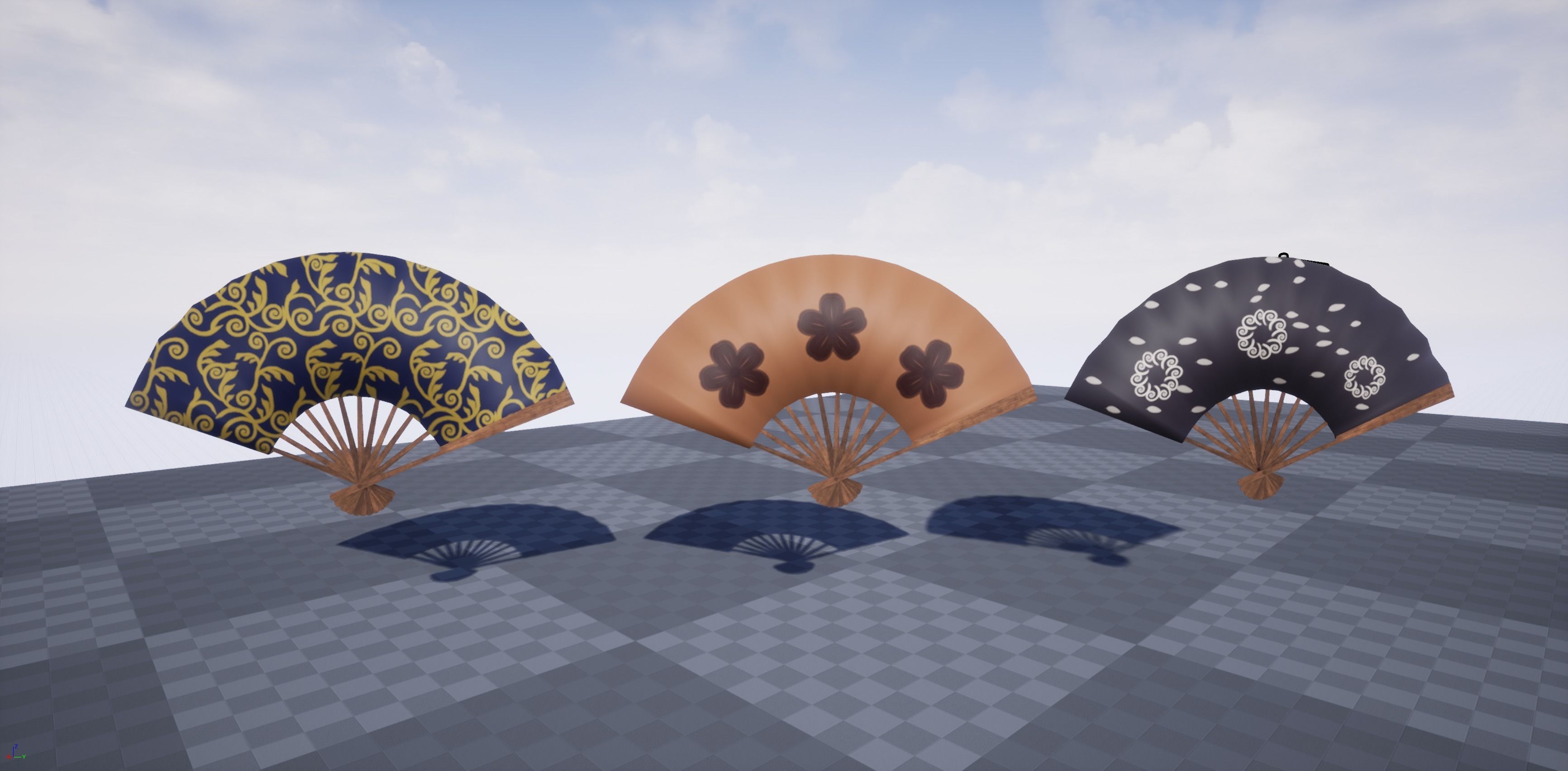 Paper fan Low-poly 3D model_23