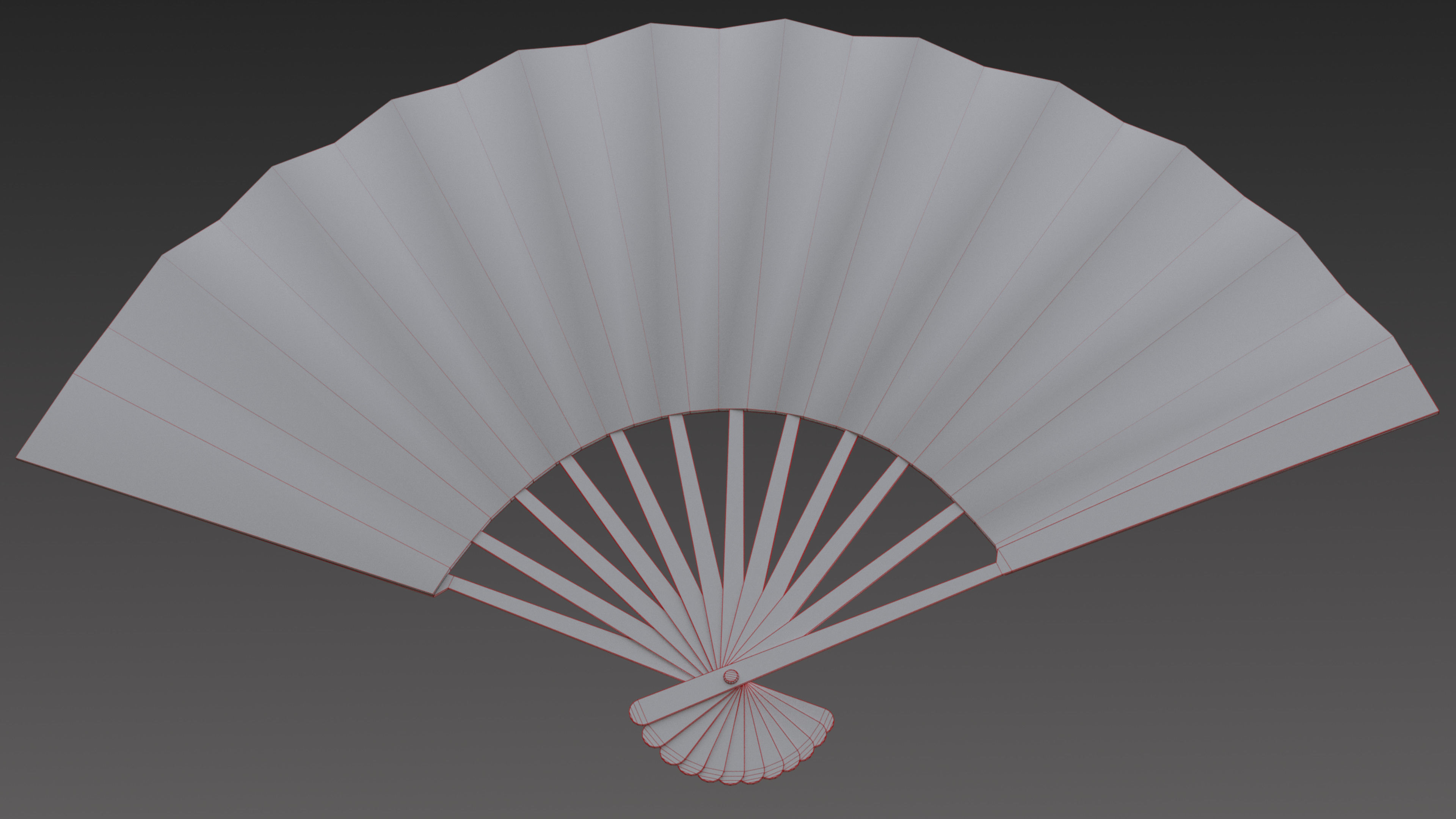 Paper fan Low-poly 3D model_15