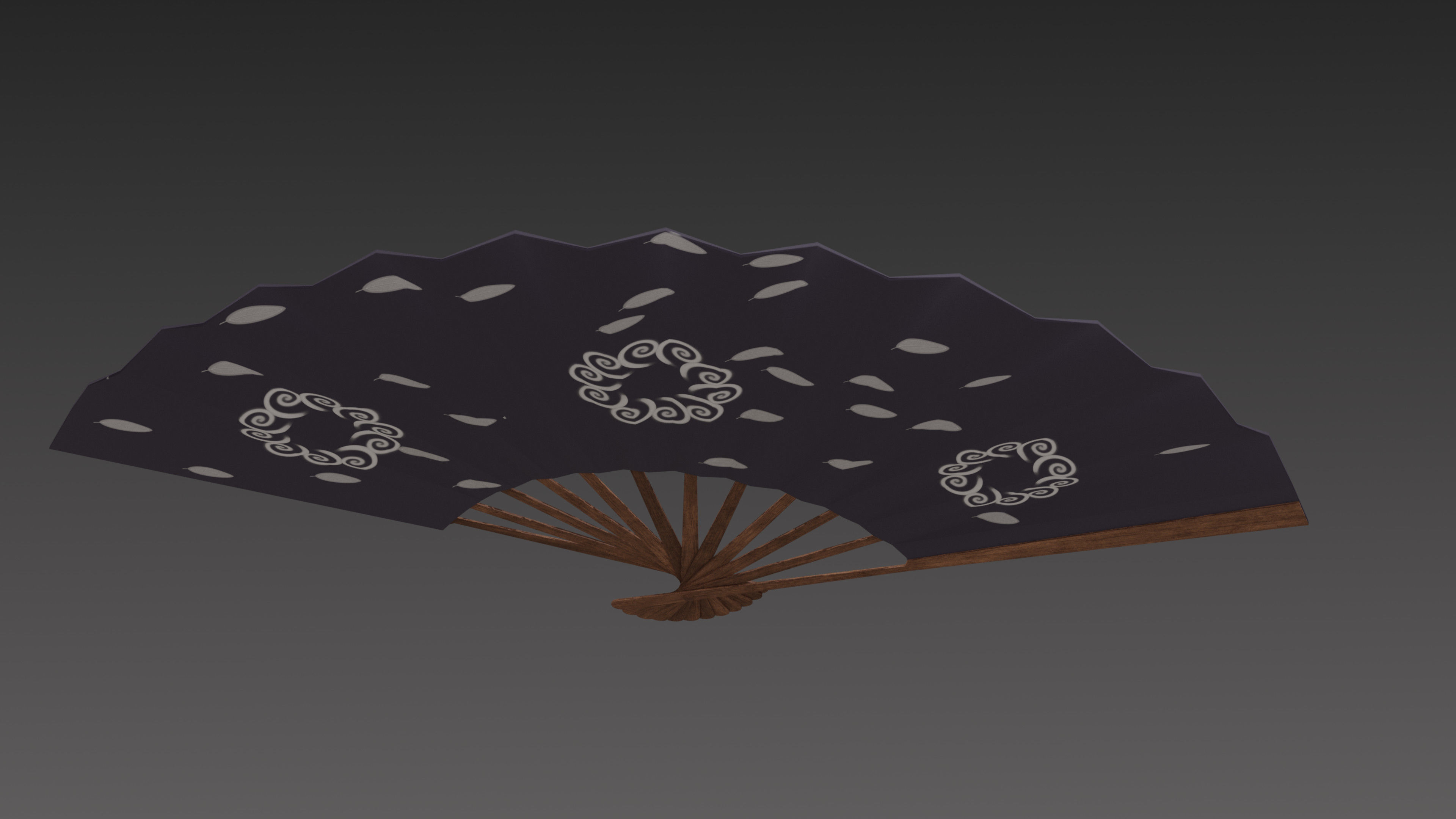 Paper fan Low-poly 3D model_10