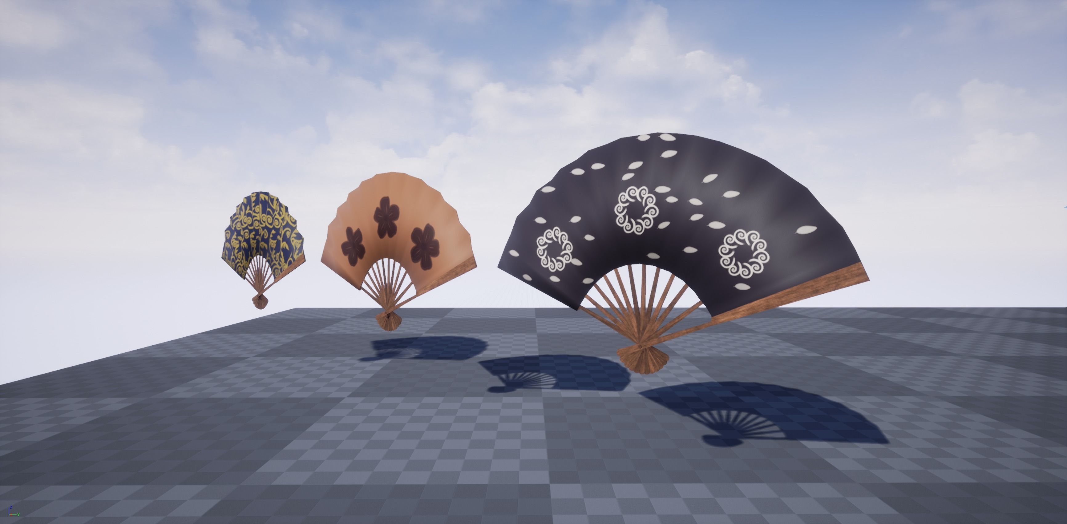 Paper fan Low-poly 3D model_24