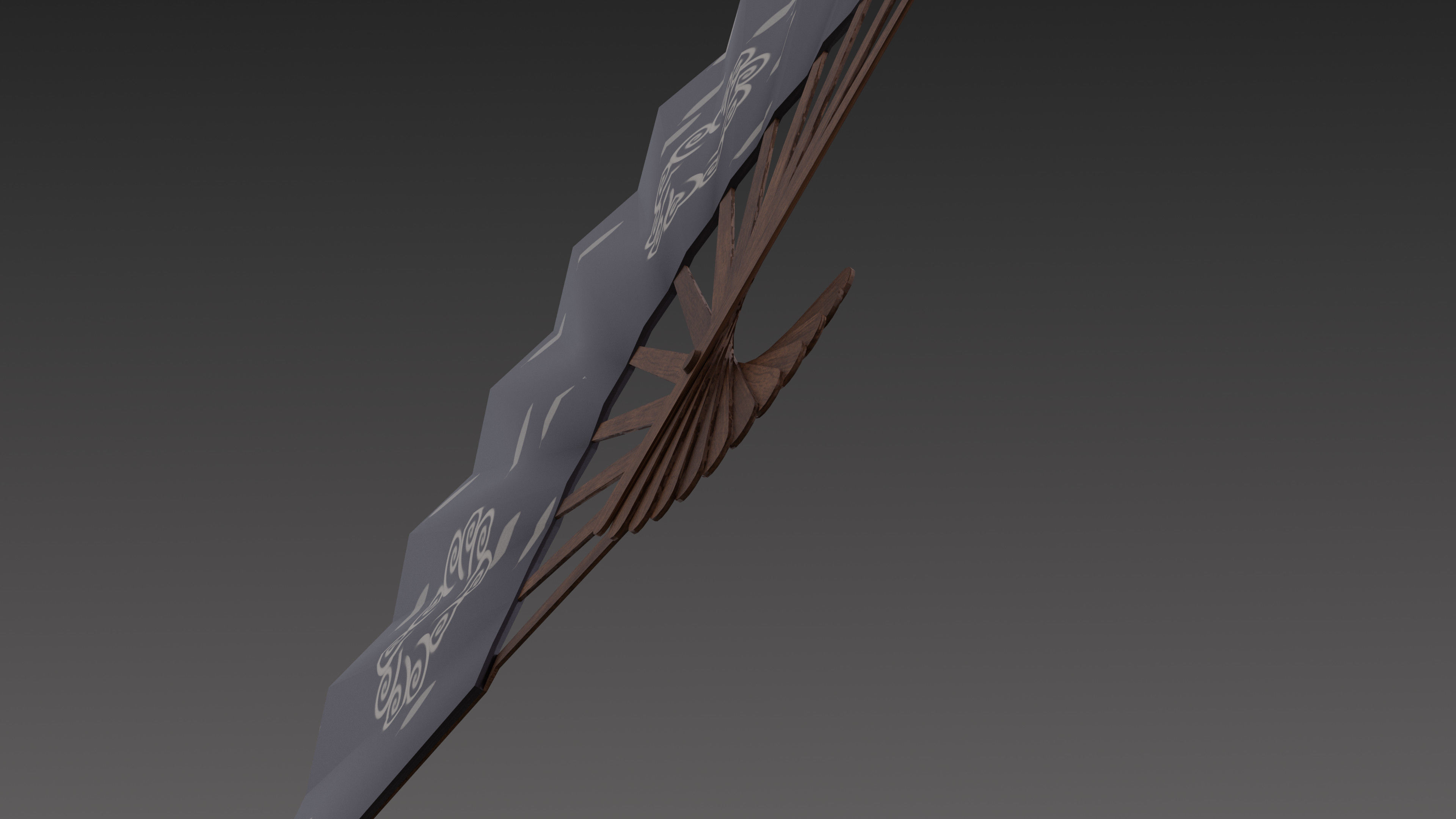 Paper fan Low-poly 3D model_5