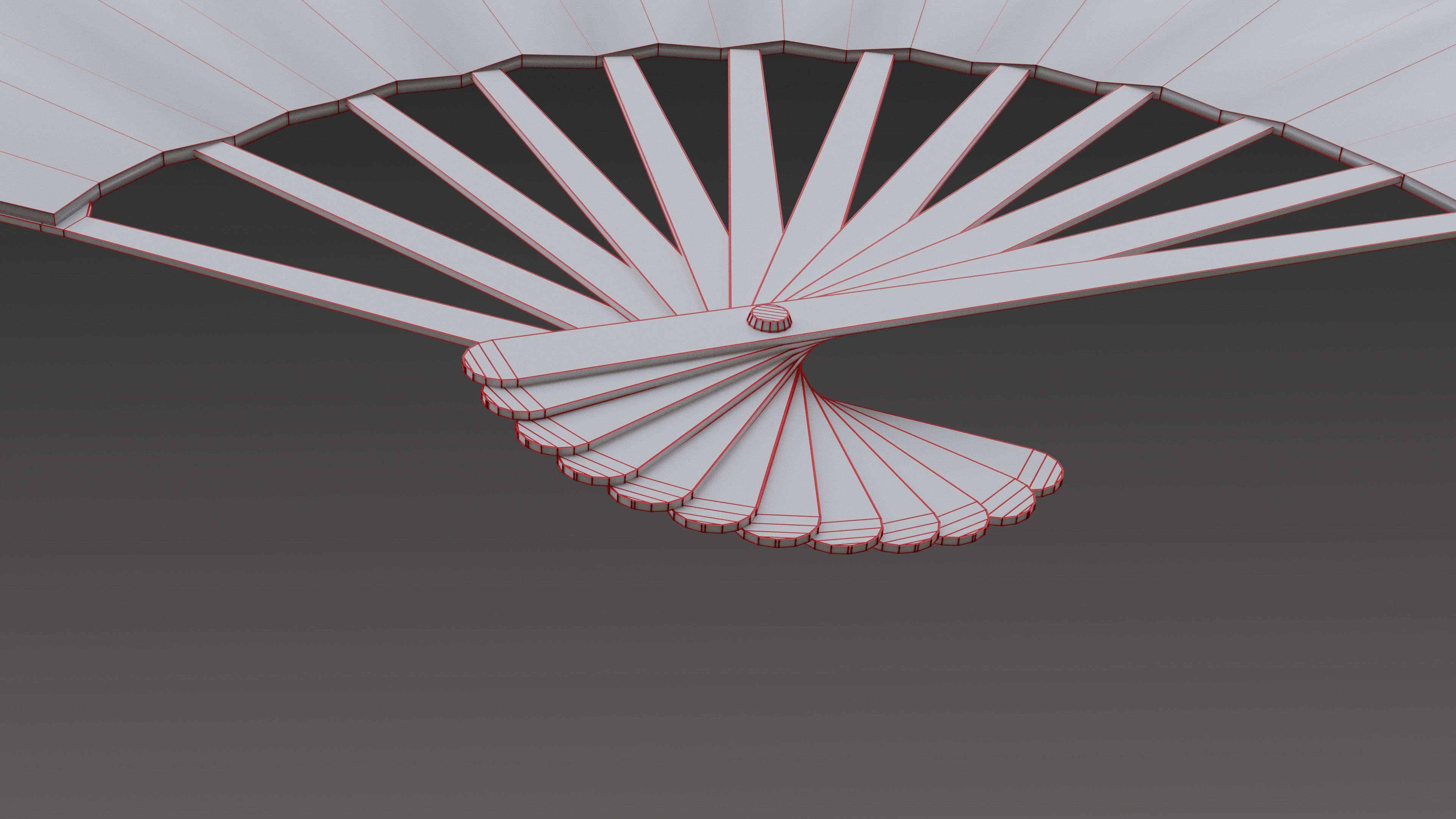 Paper fan Low-poly 3D model_18