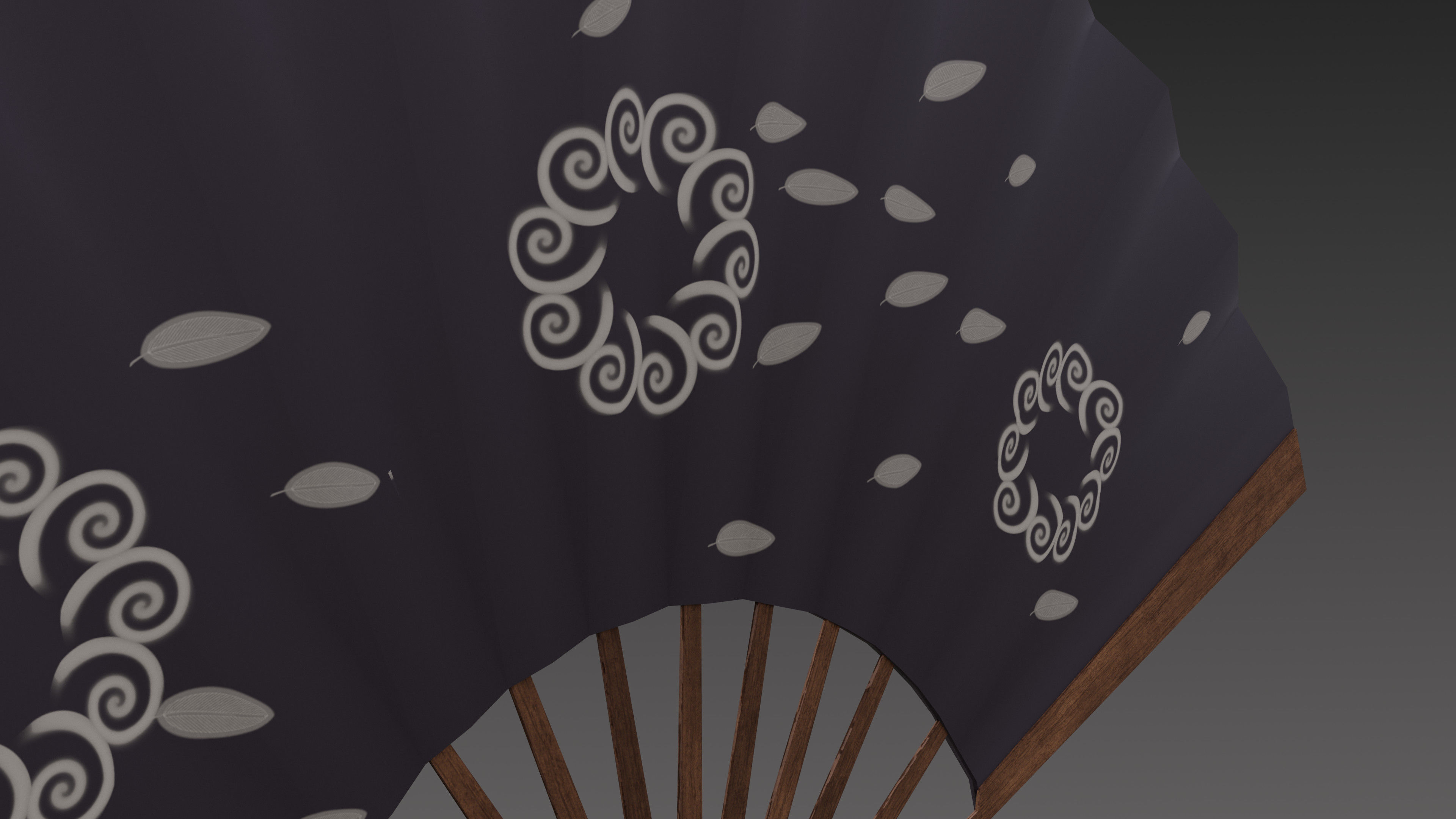 Paper fan Low-poly 3D model_12