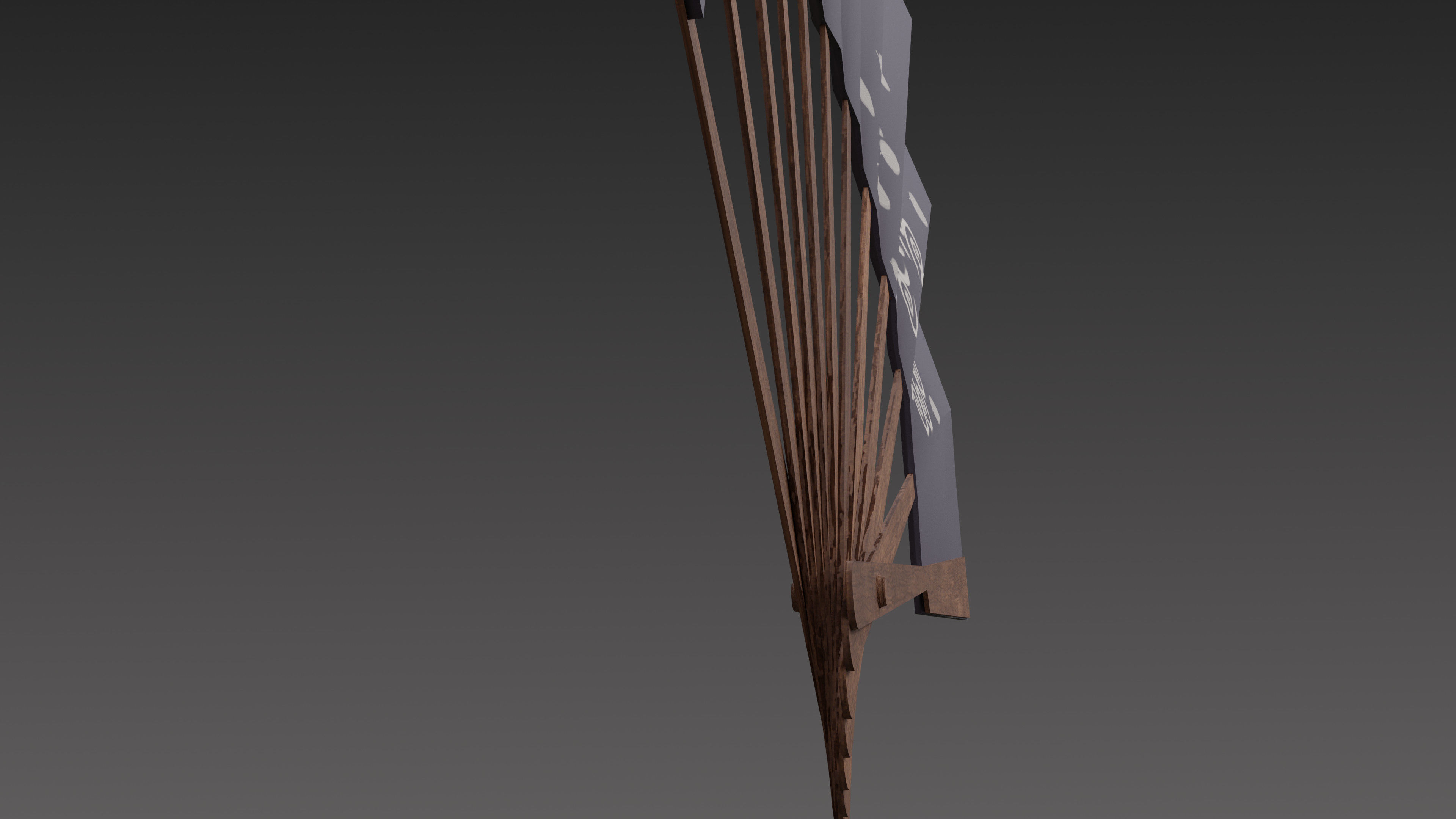 Paper fan Low-poly 3D model_7