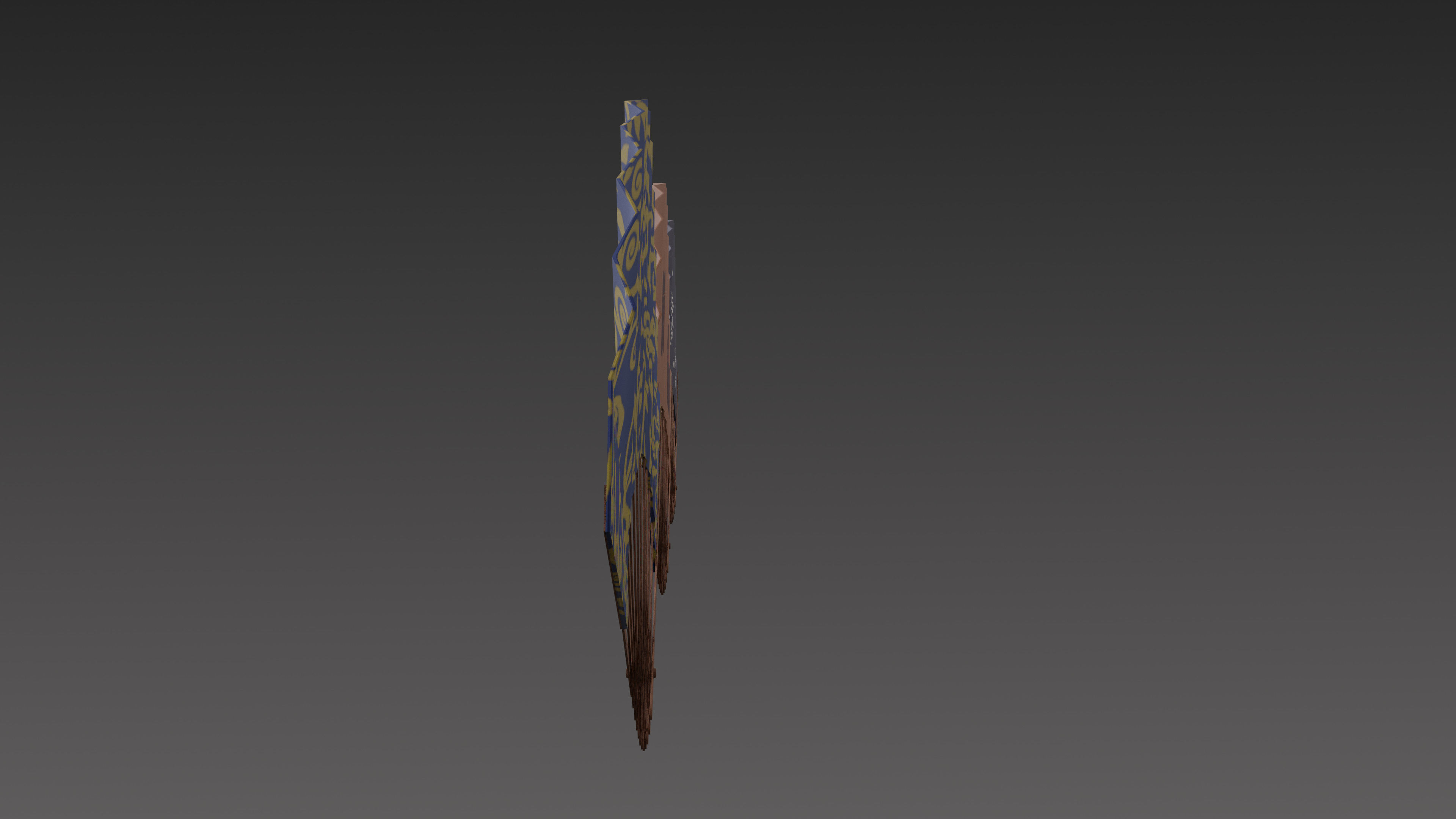 Paper fan Low-poly 3D model_2