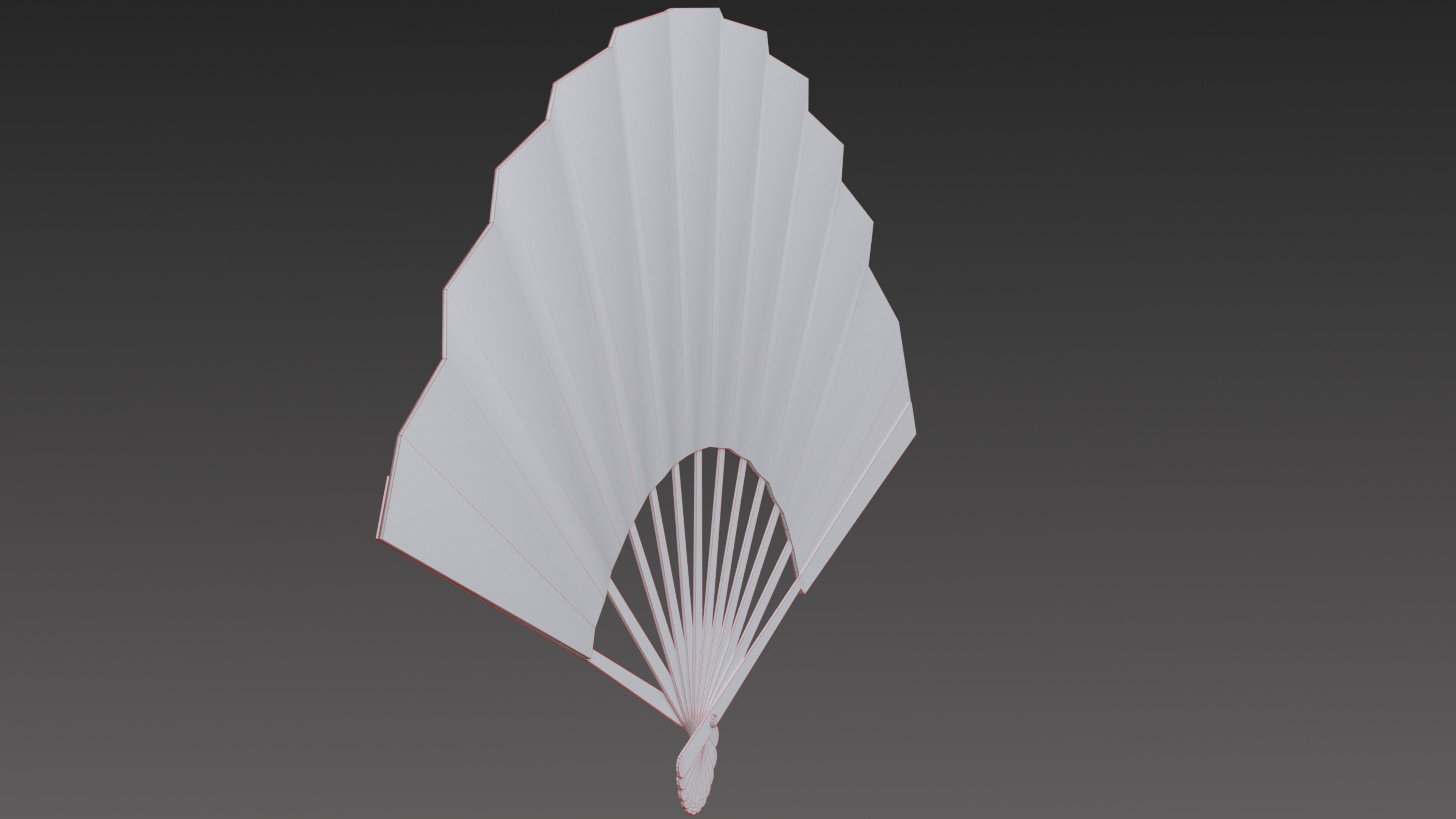 Paper fan Low-poly 3D model_17