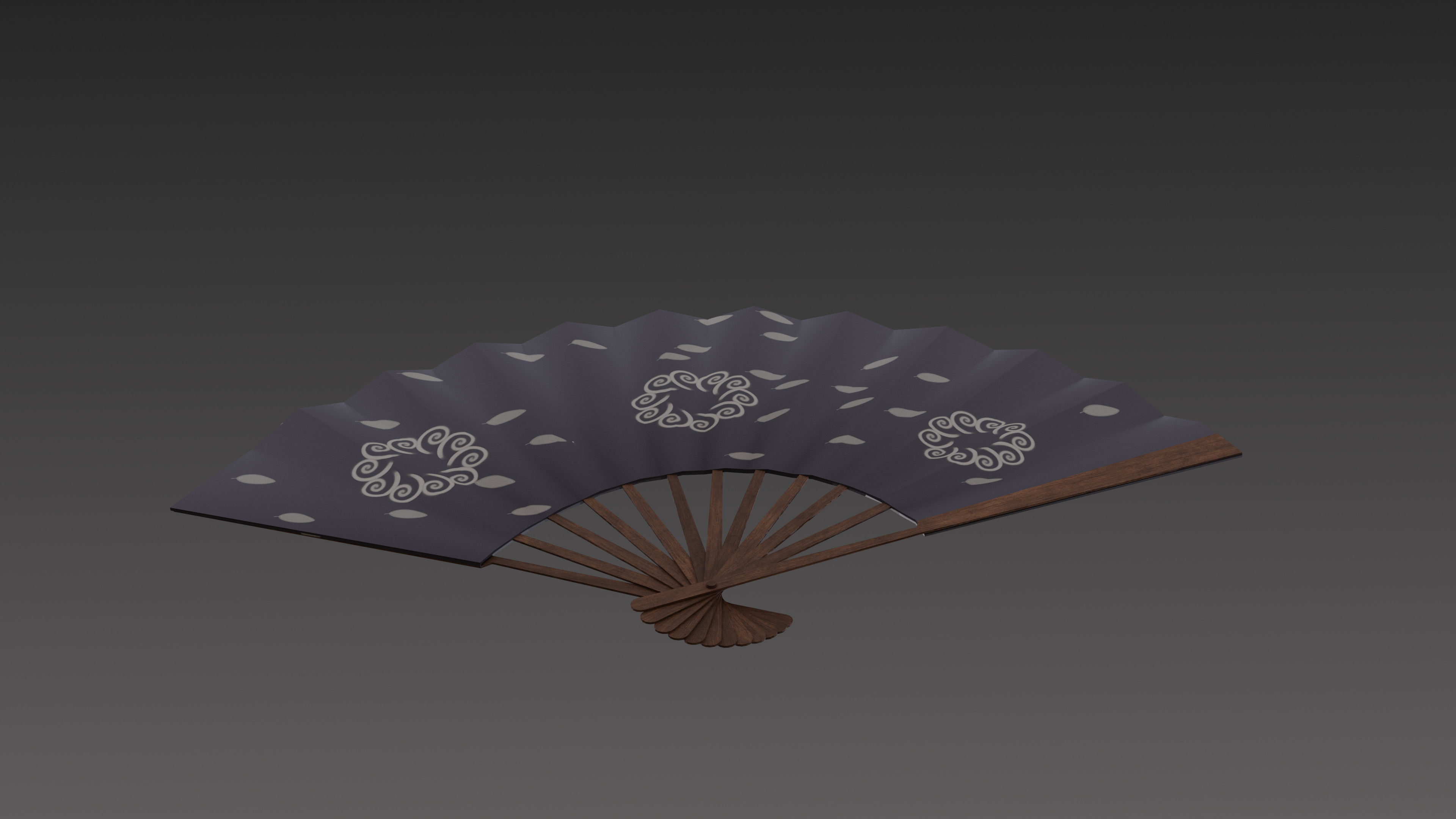 Paper fan Low-poly 3D model_9