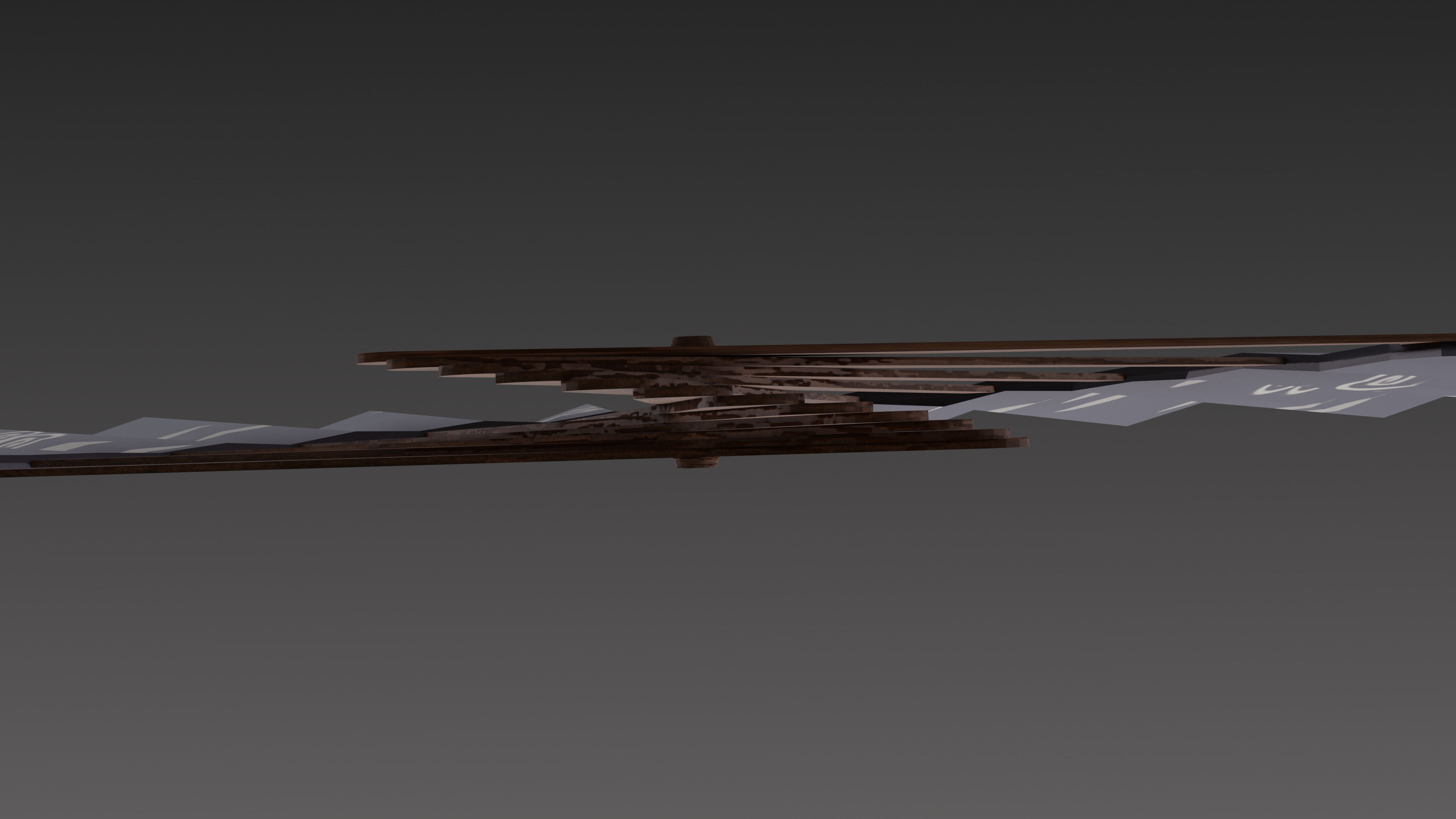 Paper fan Low-poly 3D model_8