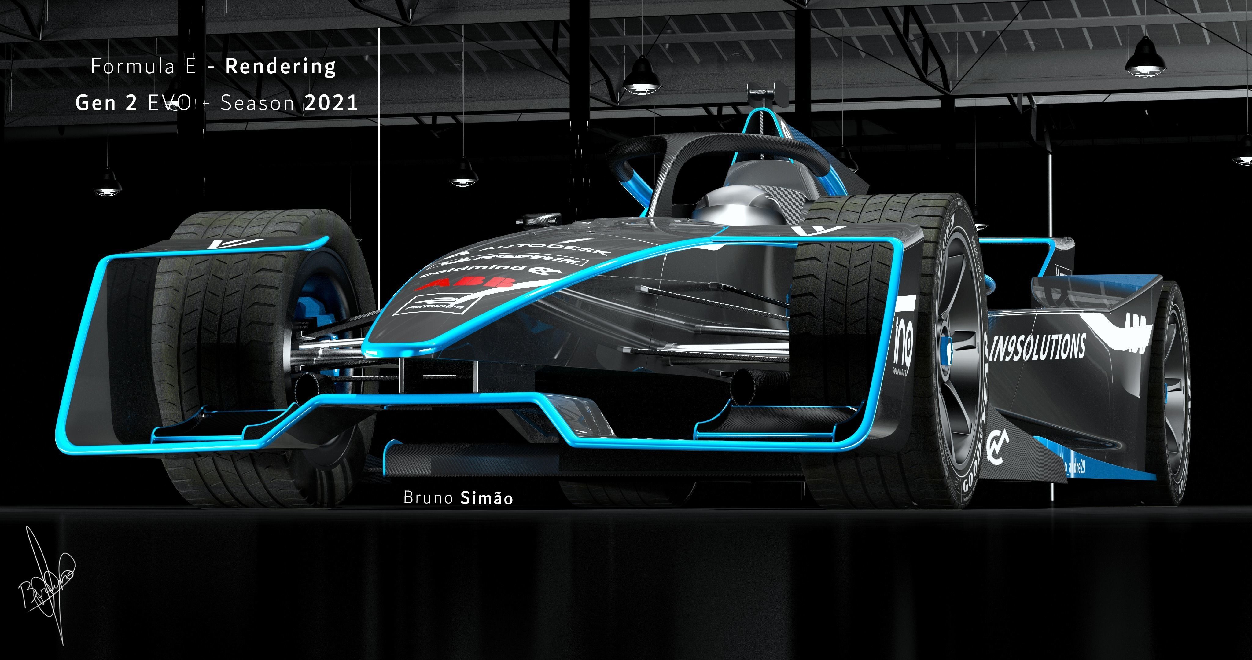 e formula racing car 3D model_4