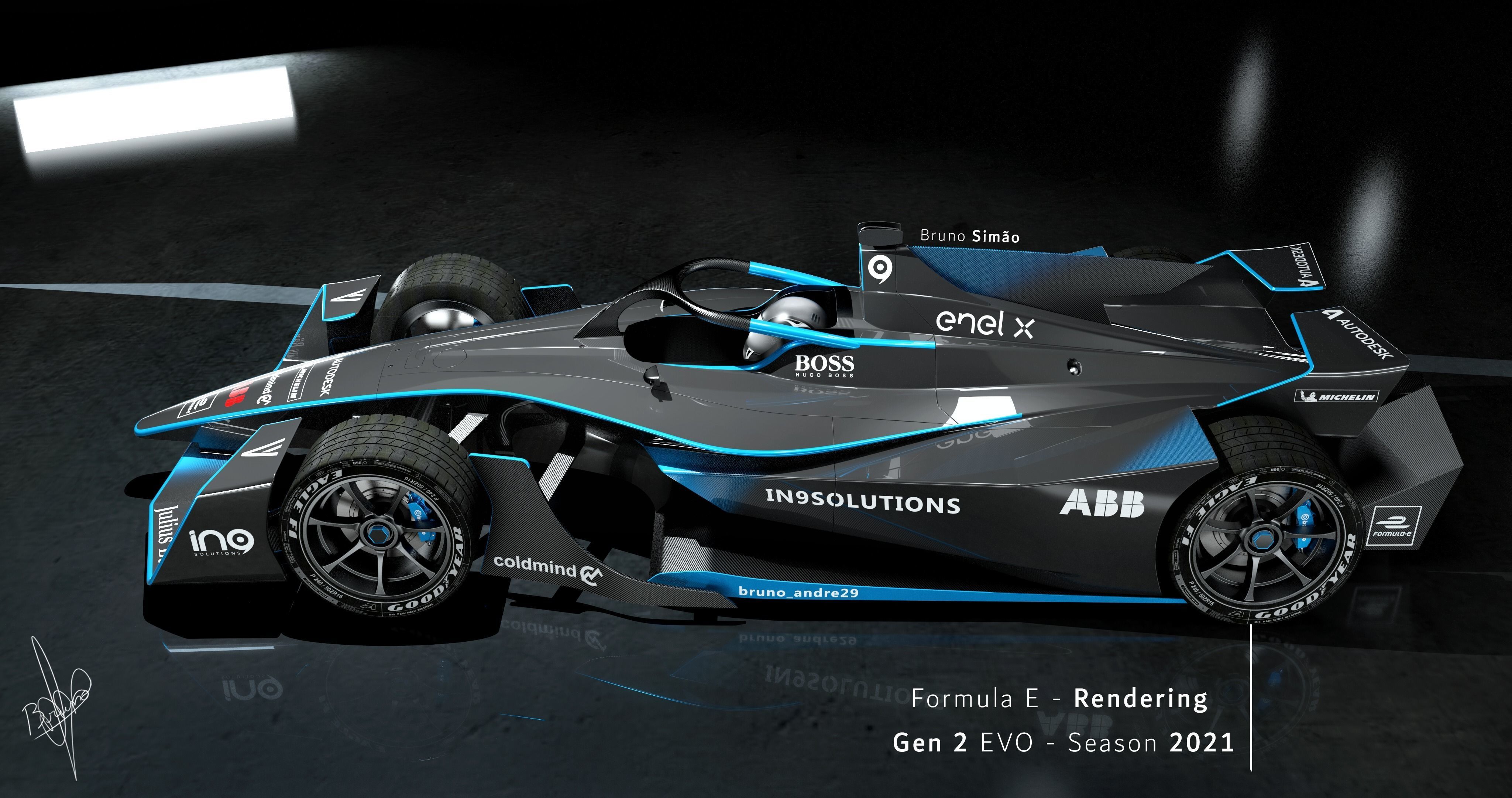 e formula racing car 3D model_5