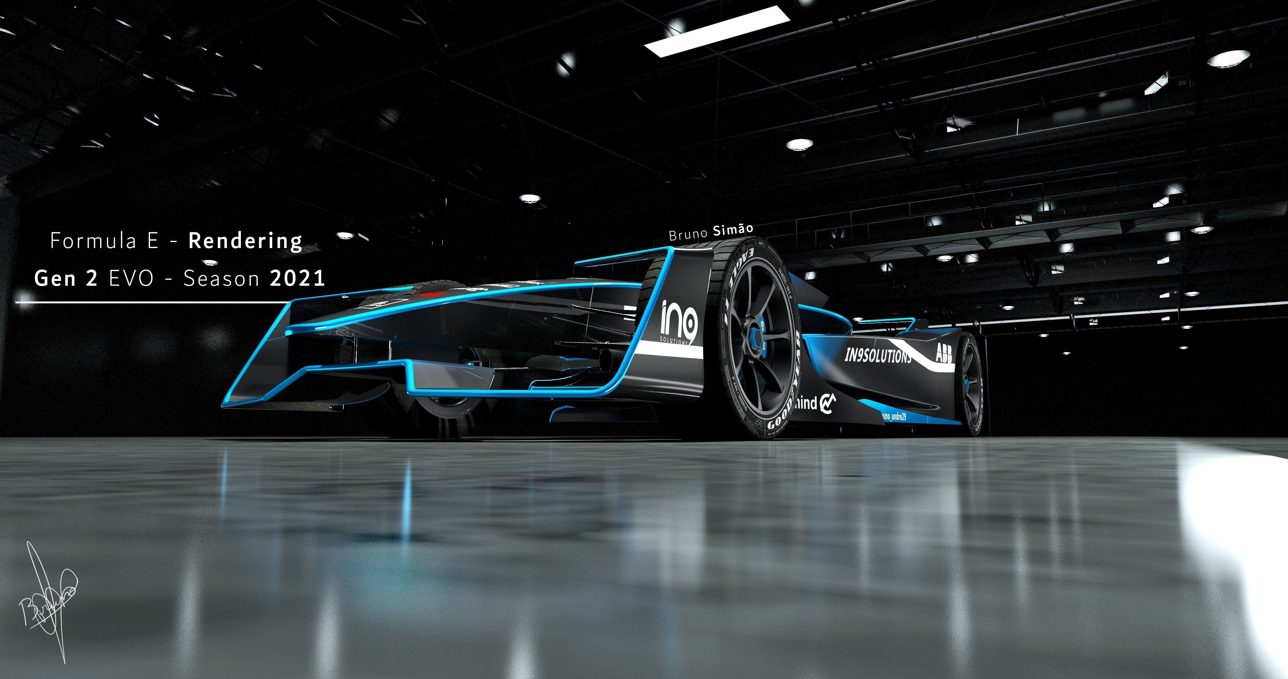 e formula racing car 3D model_1