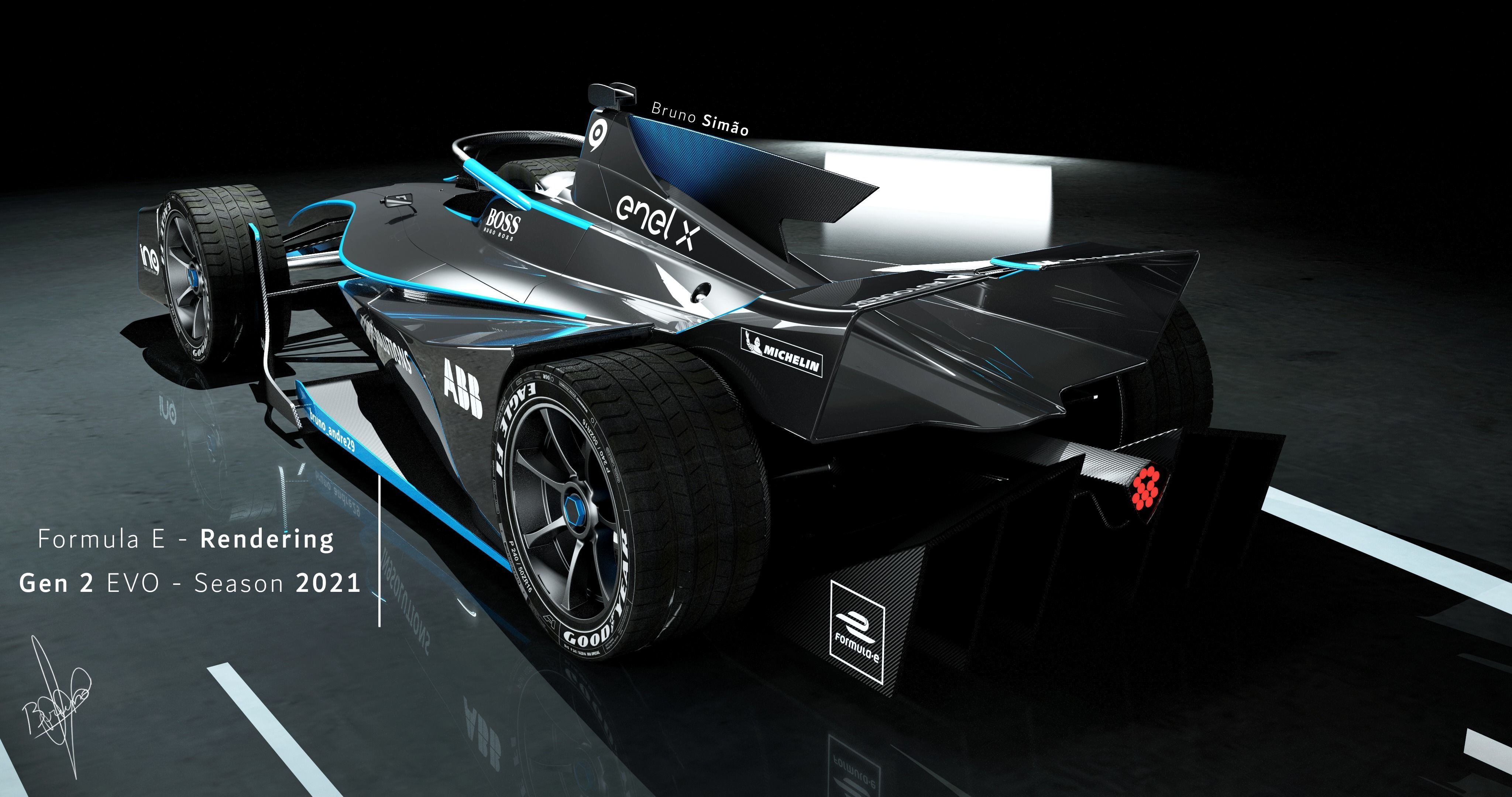 e formula racing car 3D model_6
