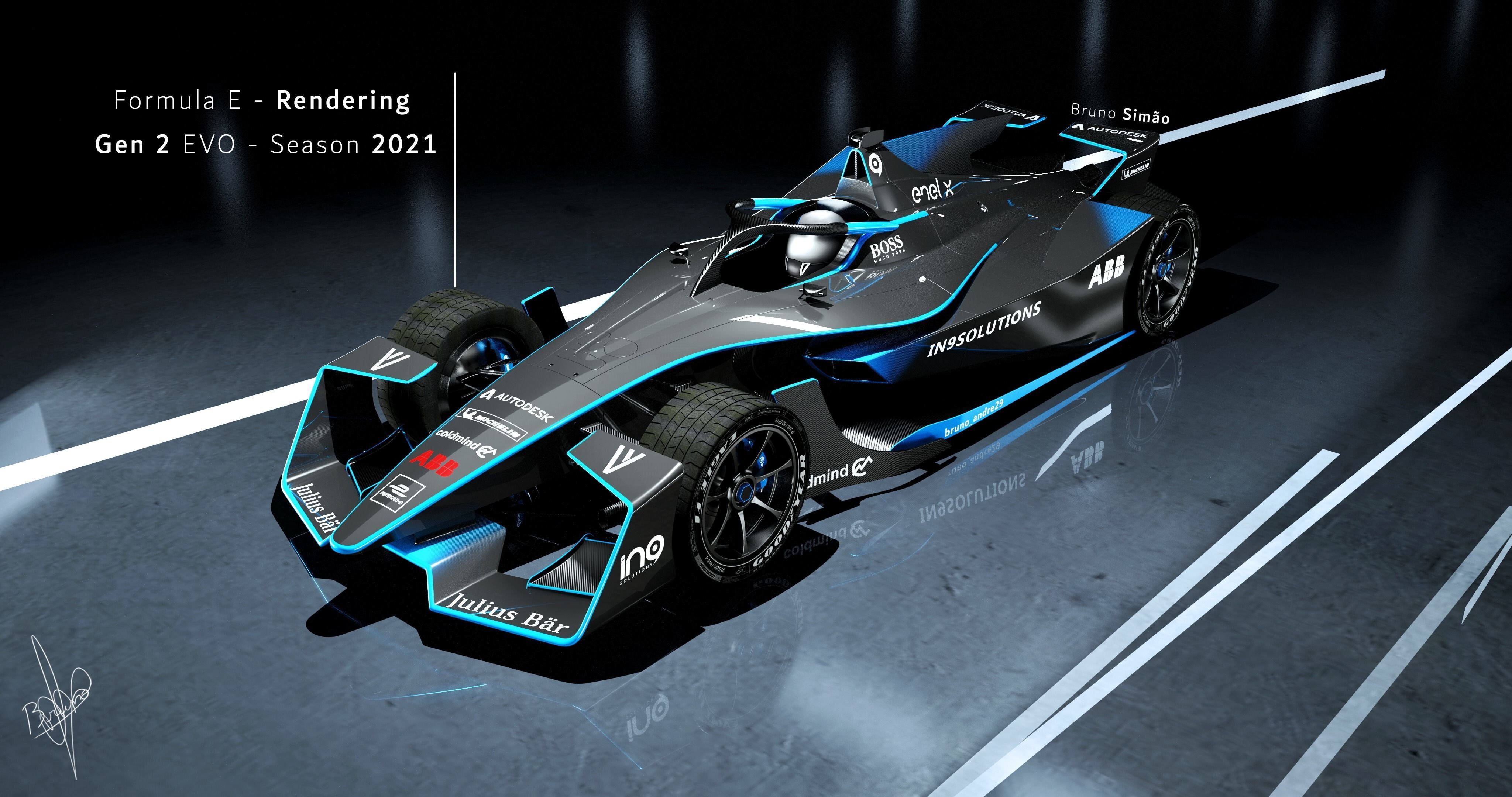 e formula racing car 3D model_2