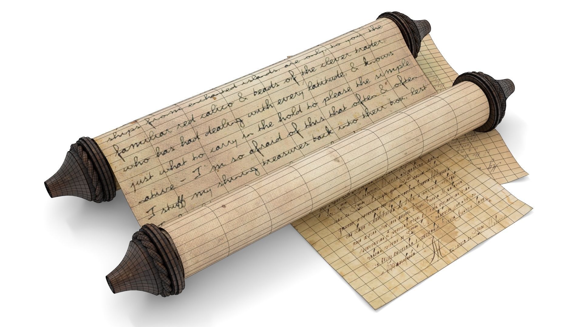 Ancient Scroll 1 3D model_10