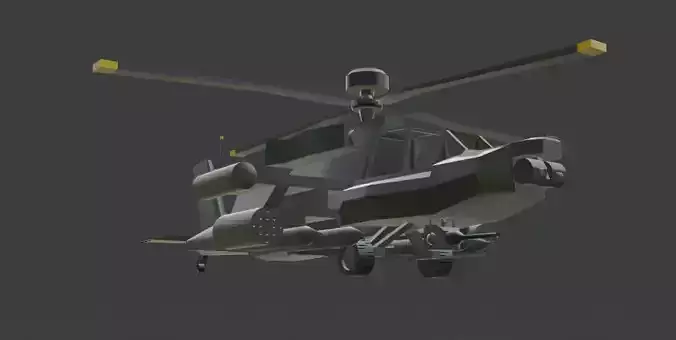 Ah-64 With Ringing animation Low-poly 3D model